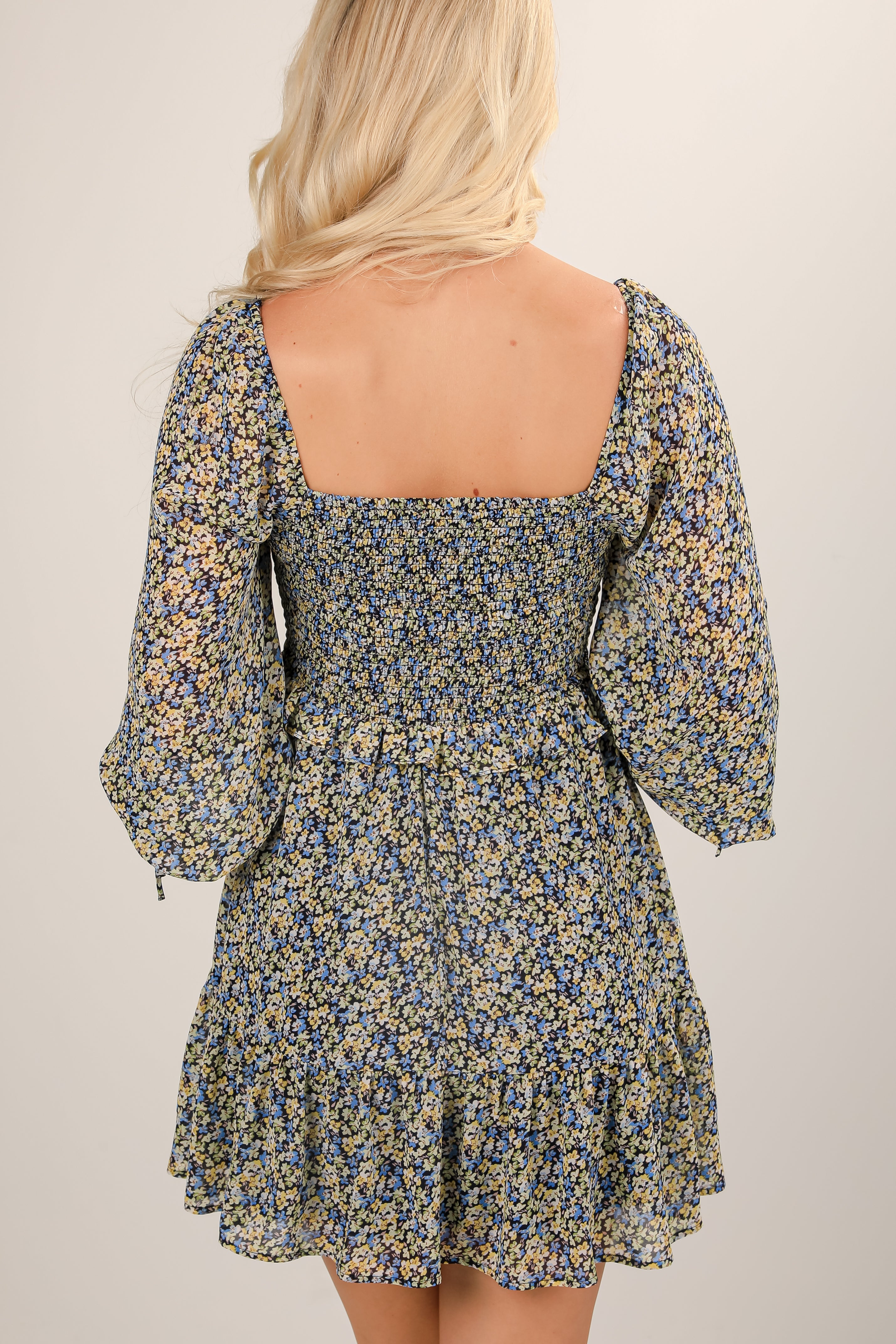 FINAL SALE - Feel The Breeze Navy Floral Smocked Mini Dress