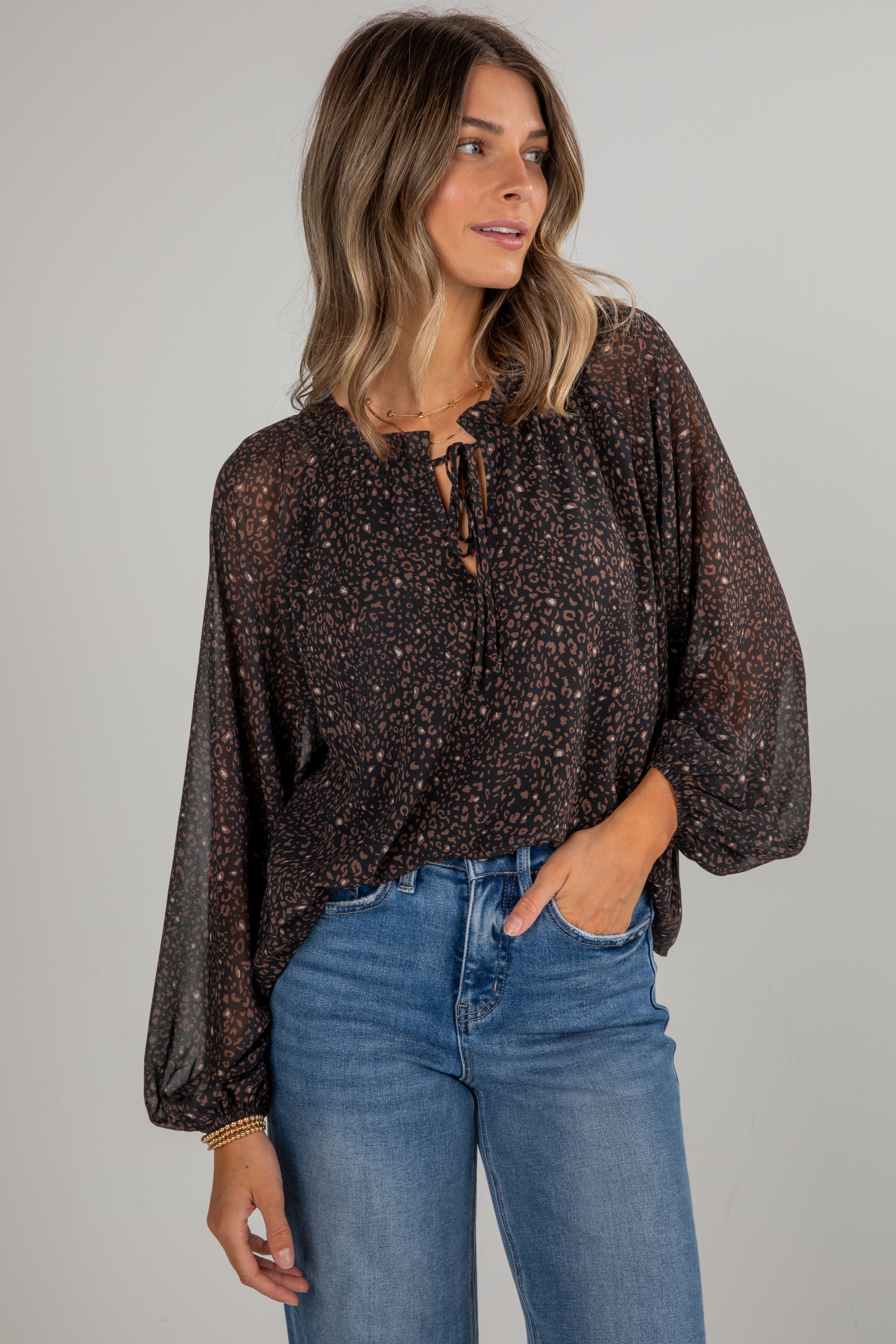 FINAL SALE - Spot On Style Black Leopard Blouse