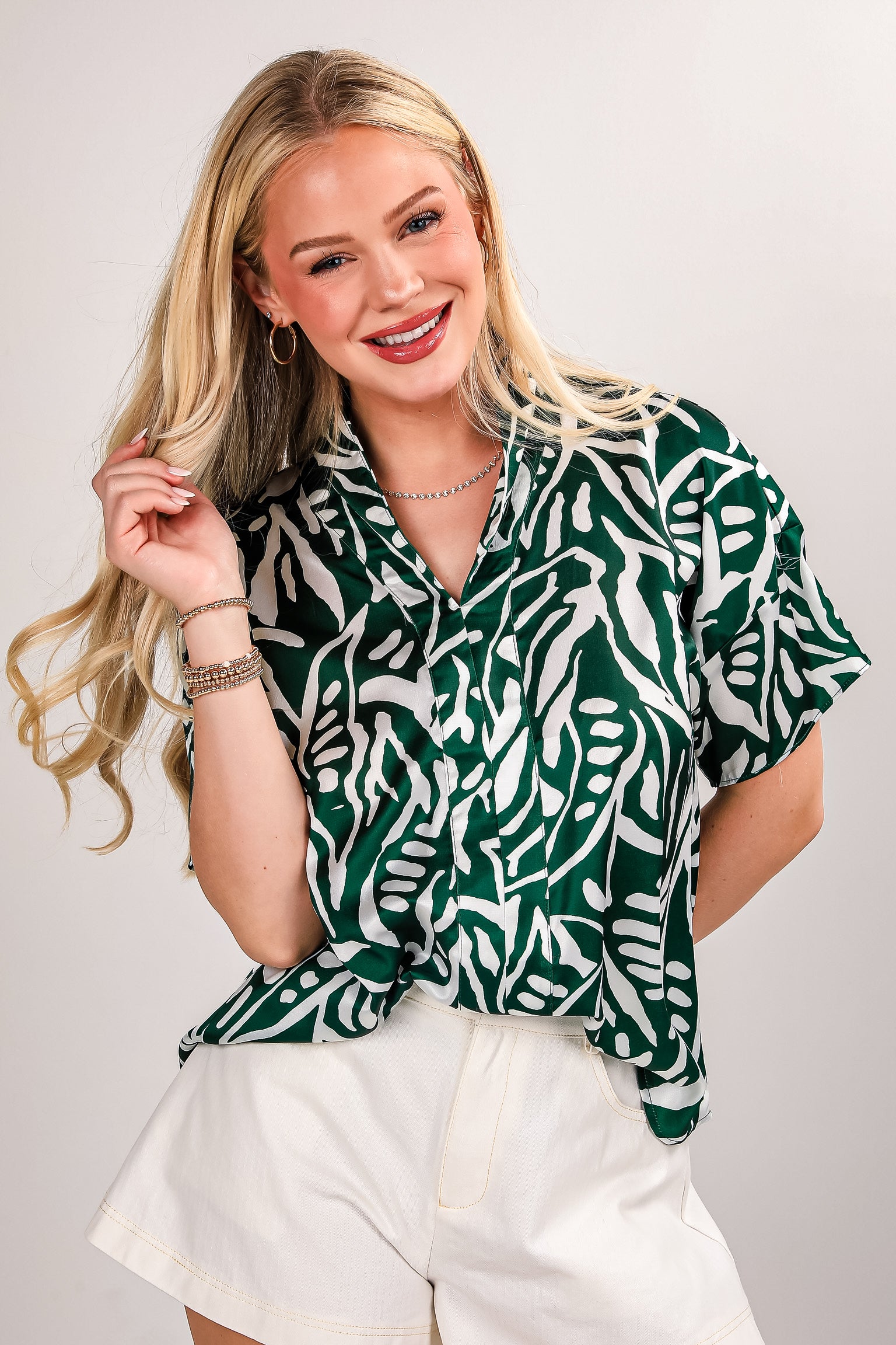 FINAL SALE - Our Story Green Satin Blouse - DU DEAL