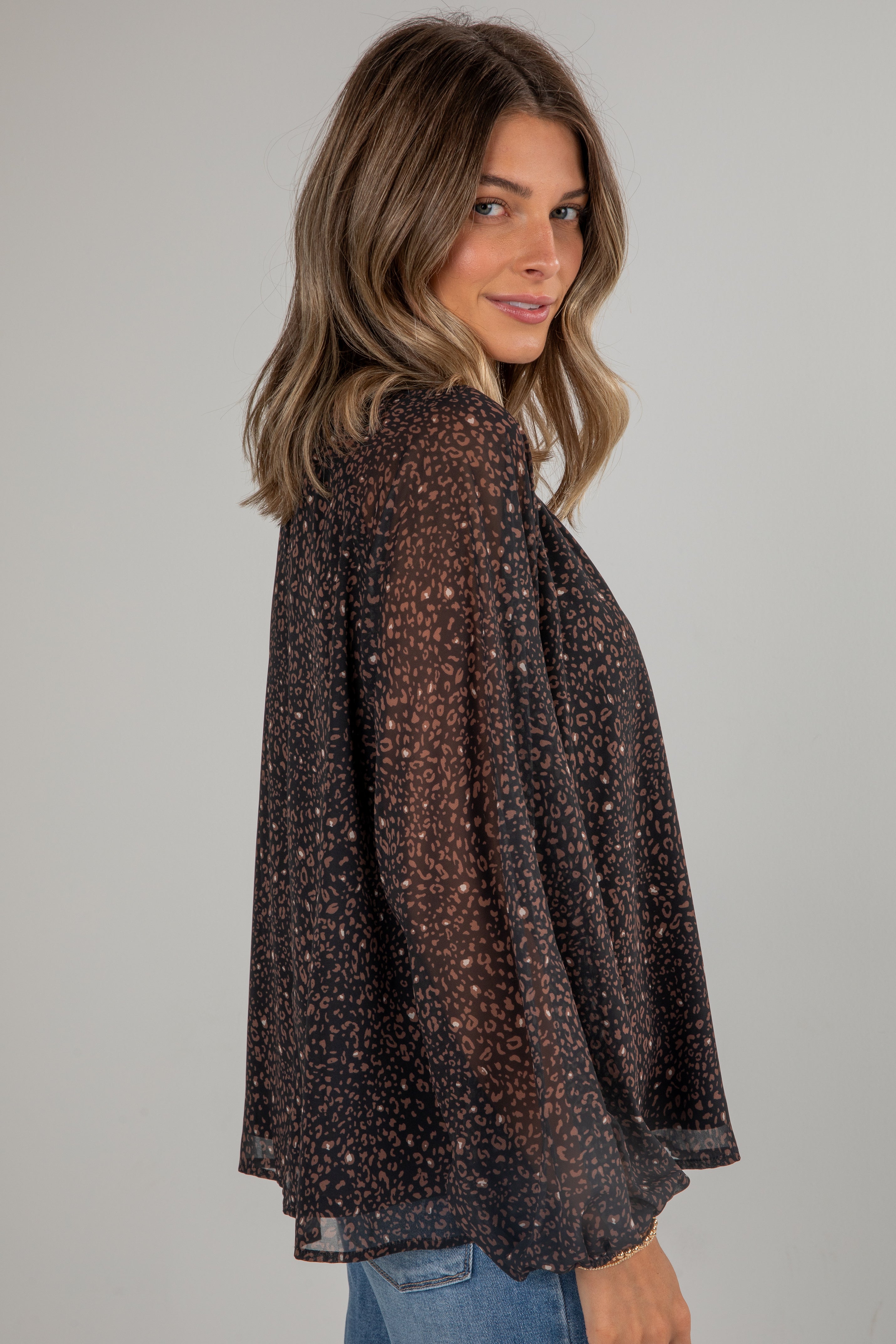 FINAL SALE - Spot On Style Black Leopard Blouse