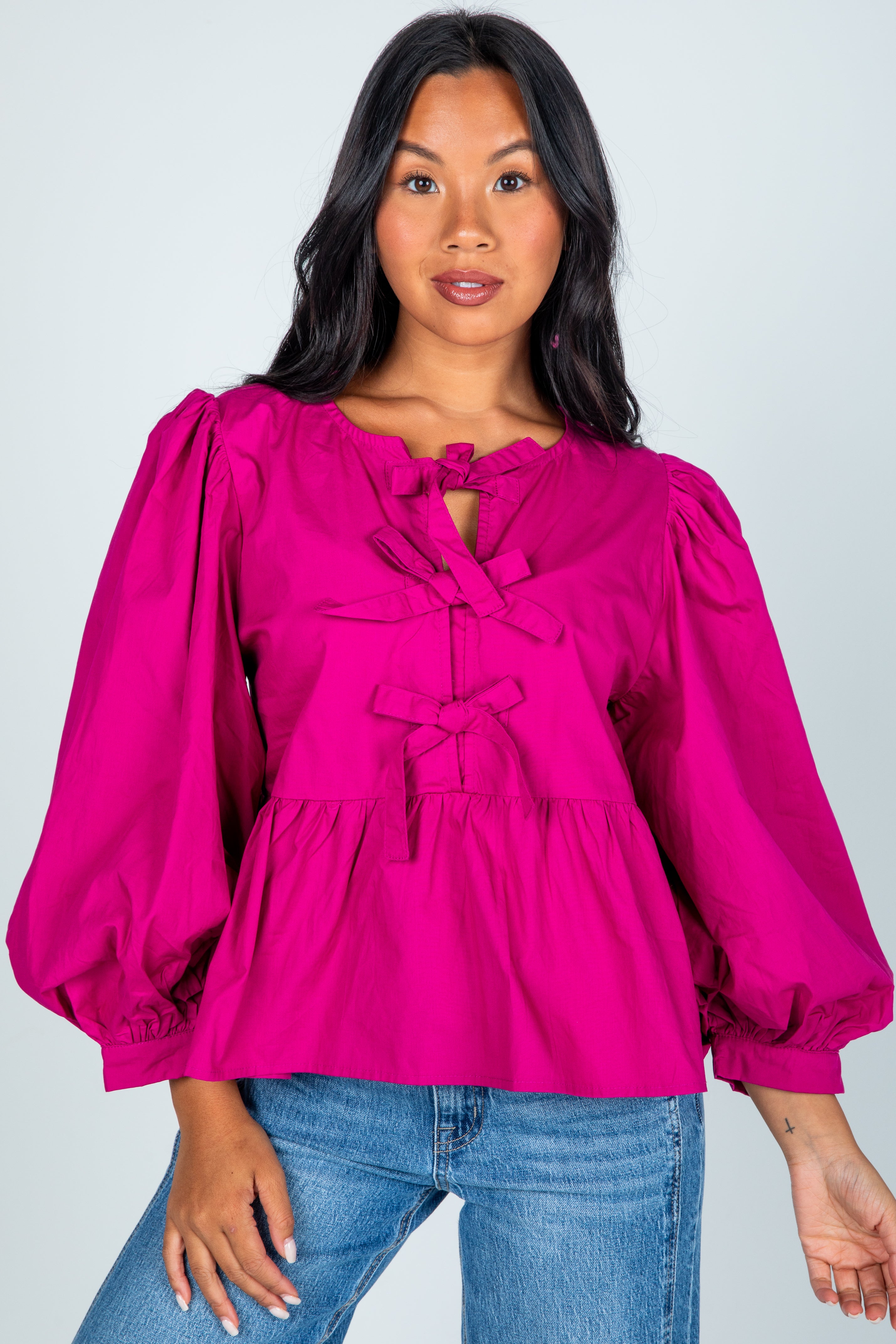 FINAL SALE - Just One Chance Tie Blouse