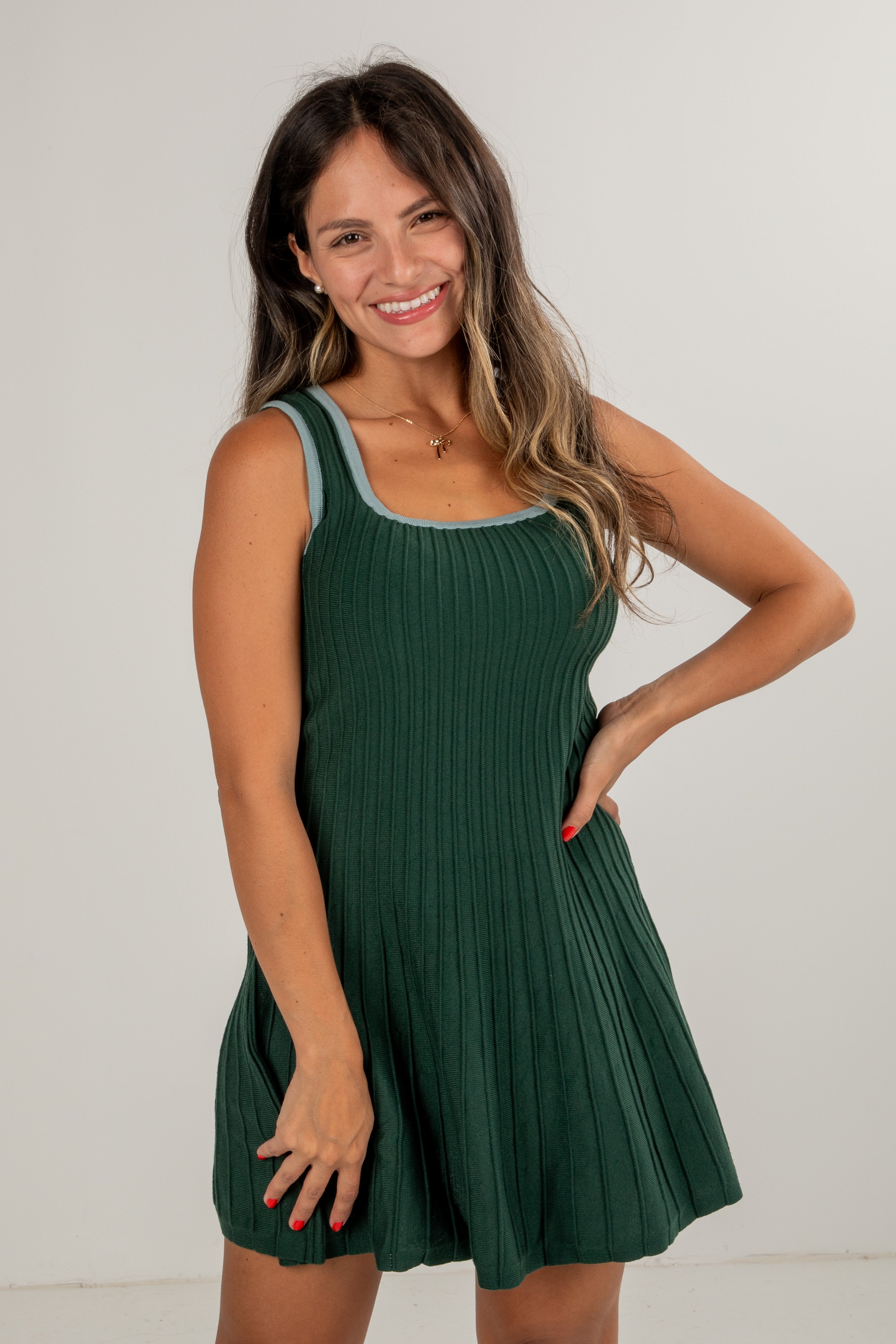 FINAL SALE - Marvelous Radiance Green Knit Mini Dress