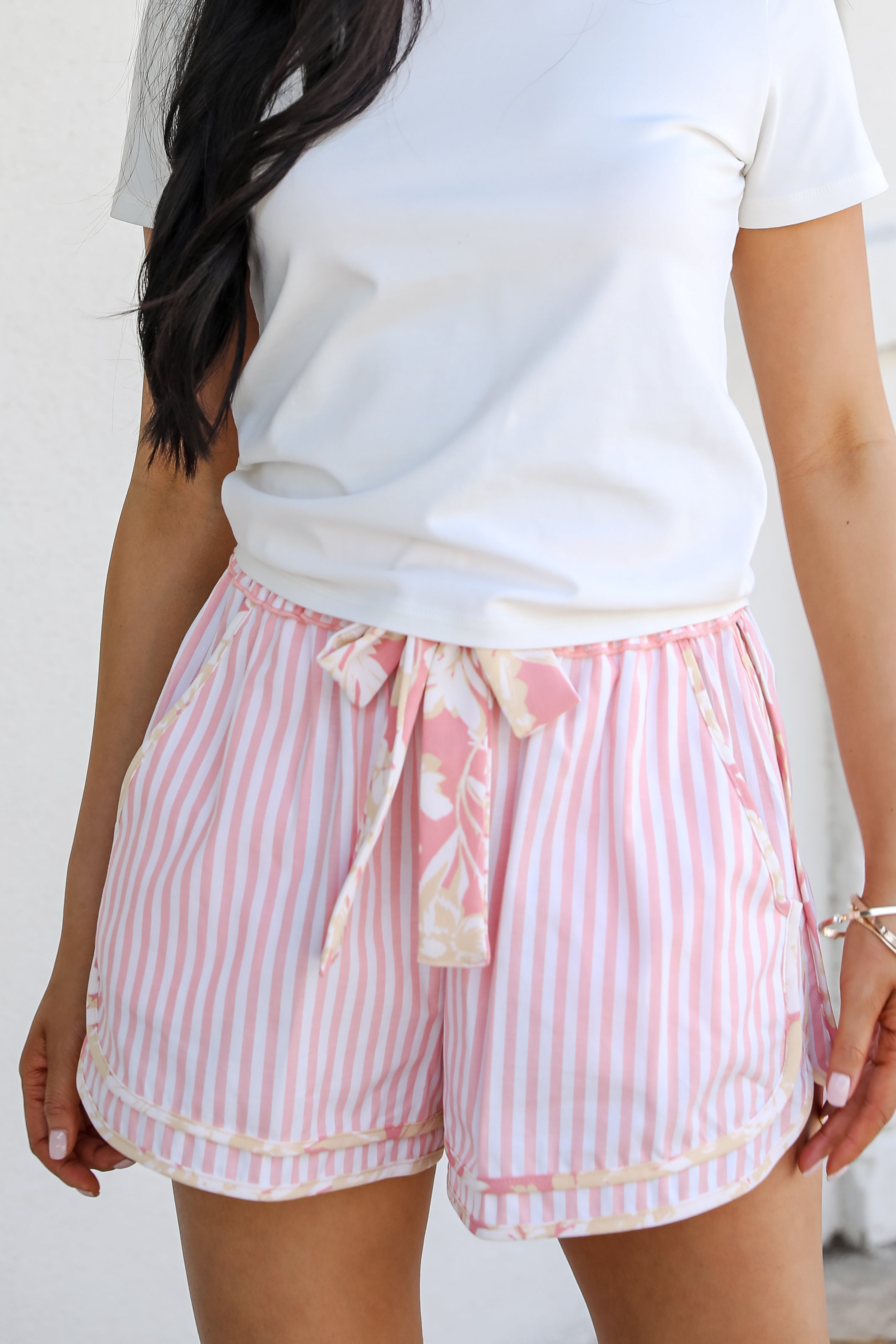 FINAL SALE - Dreaming In Color Pink Striped Shorts