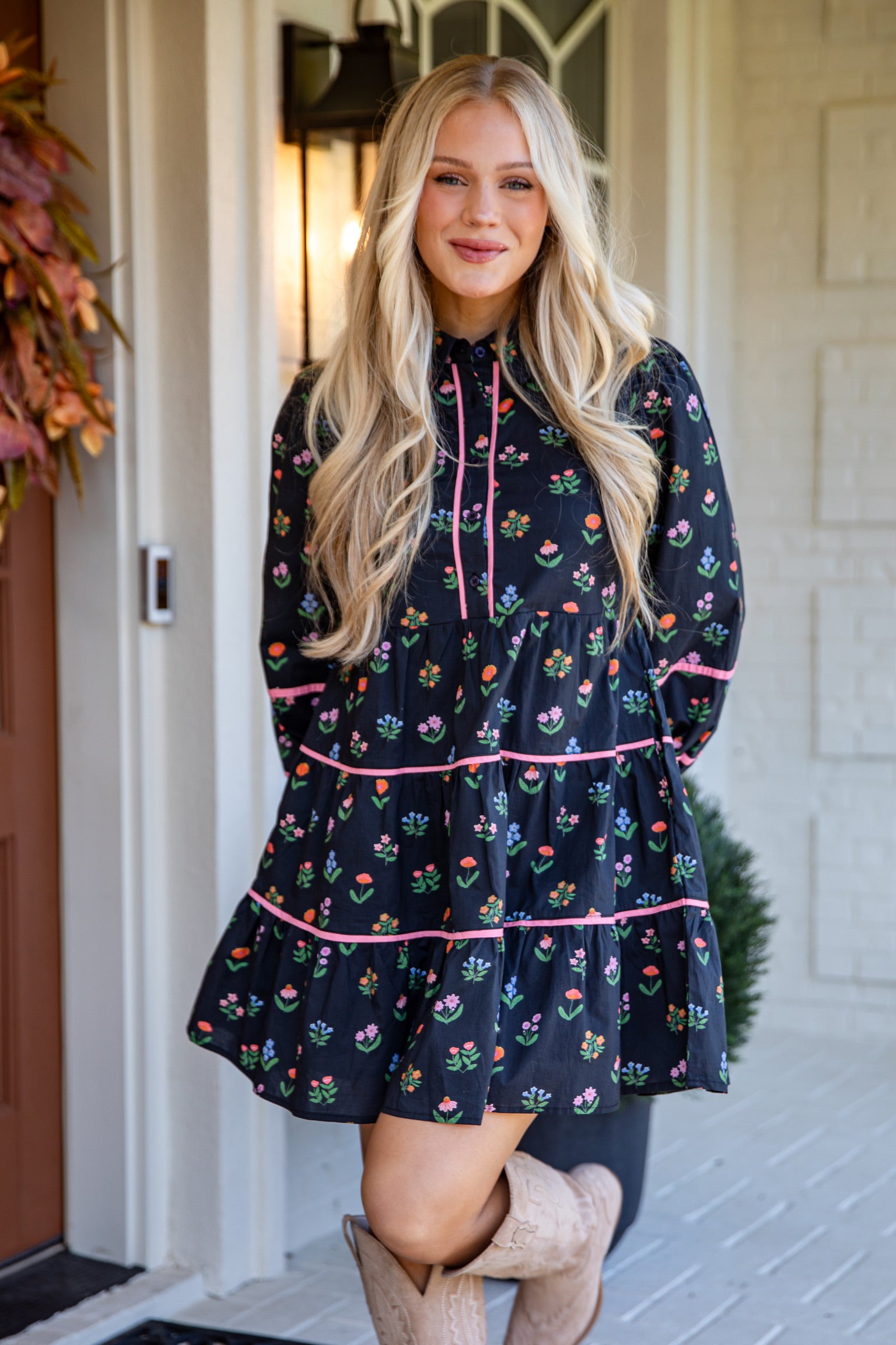 FINAL SALE - Meadow Mood Black Floral Mini Dress