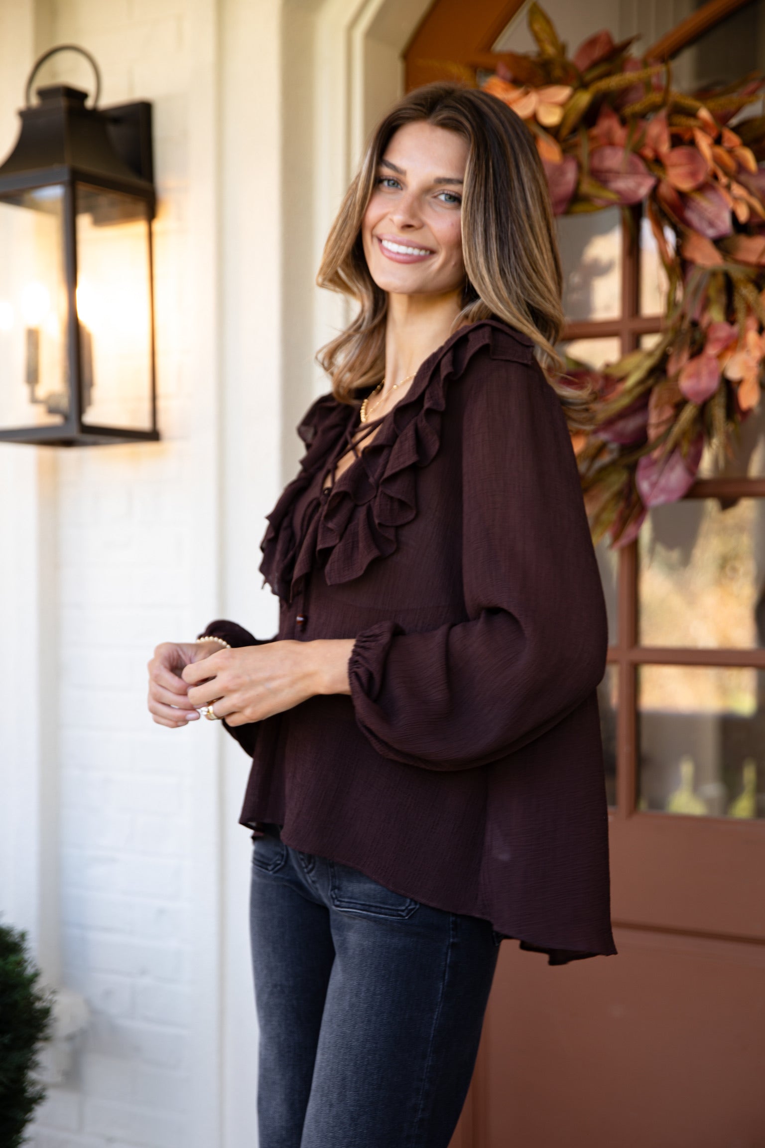 FINAL SALE - Jump At The Chance Brown Blouse