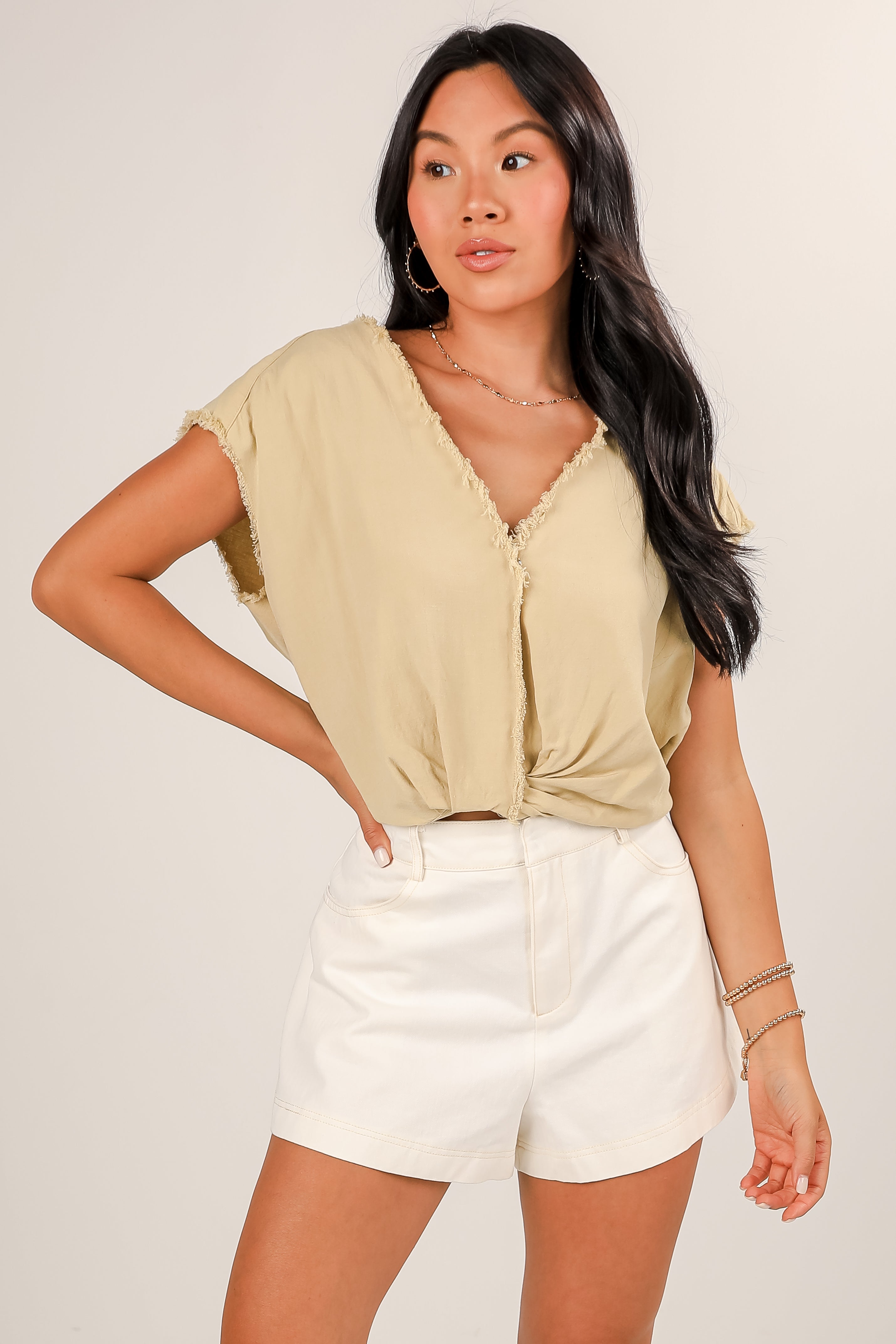 FINAL SALE - What's The Occasion Off White Denim Shorts
