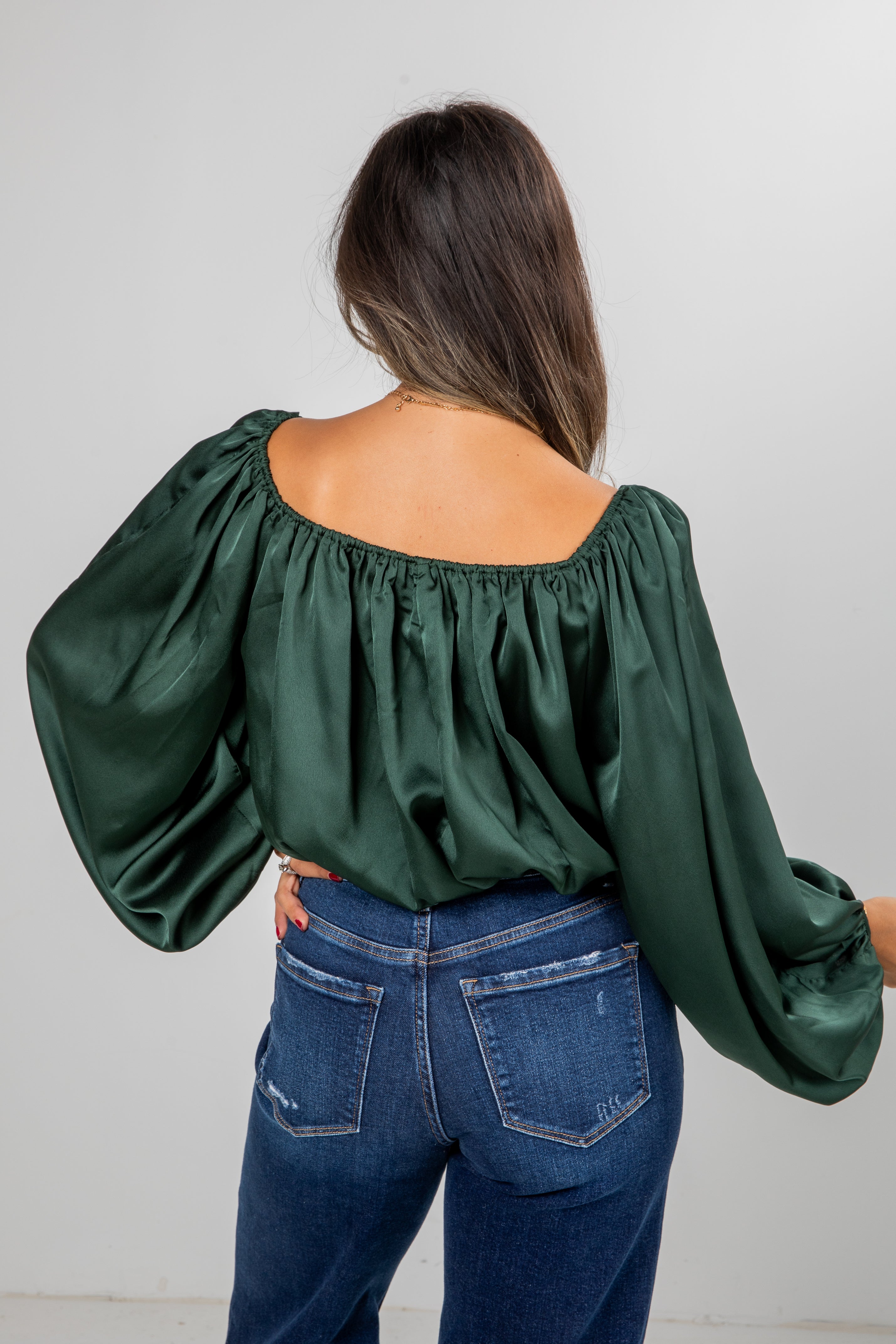 FINAL SALE - Lavish Looks Satin Off-The-Shoulder Blouse