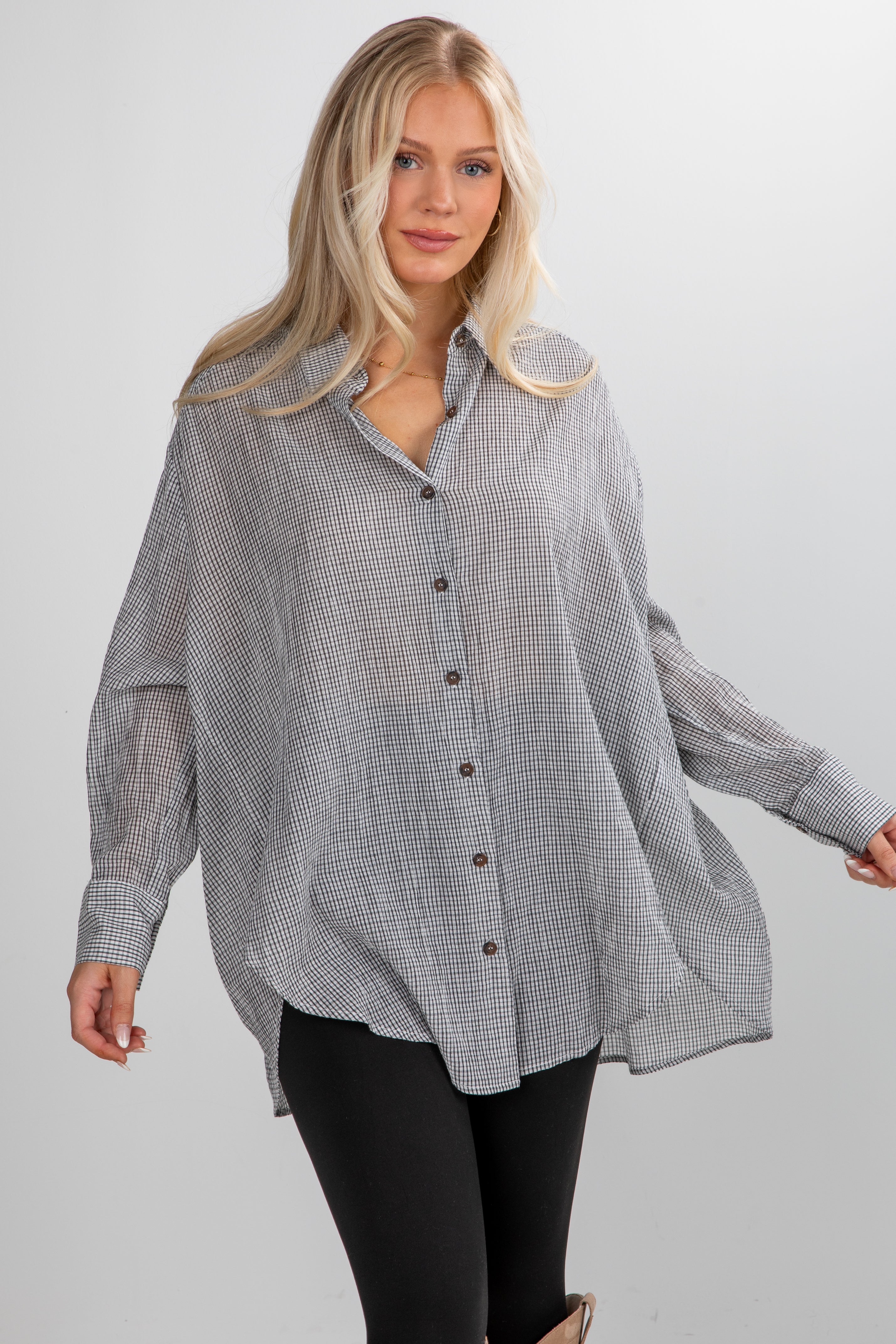 FINAL SALE - Happily Yours Plaid Oversized Button-Up Blouse