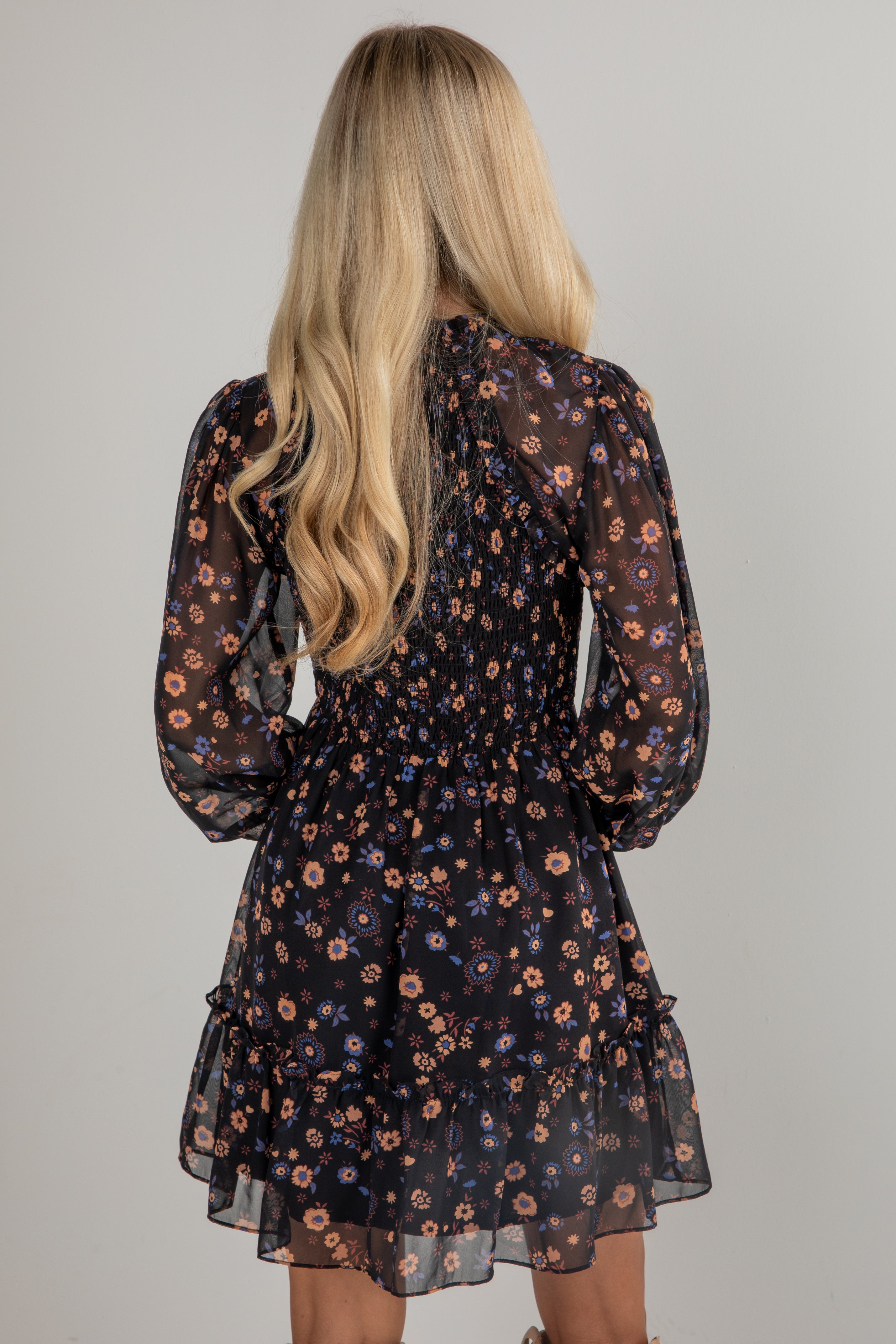 FINAL SALE - Hold On To Your Dreams Black Floral Mini Dress