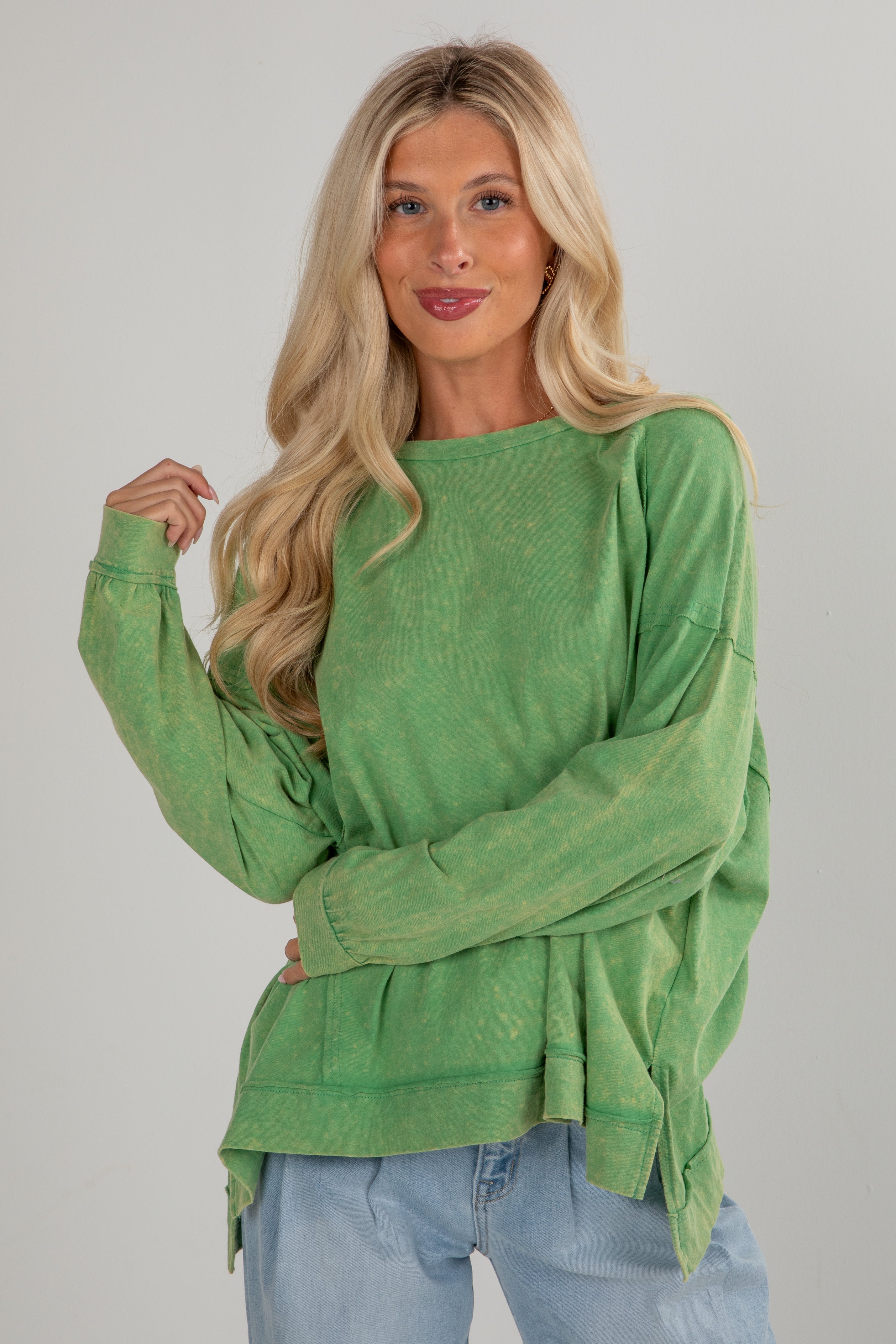 FINAL SALE - Best Start To The Day Kelly Green Top