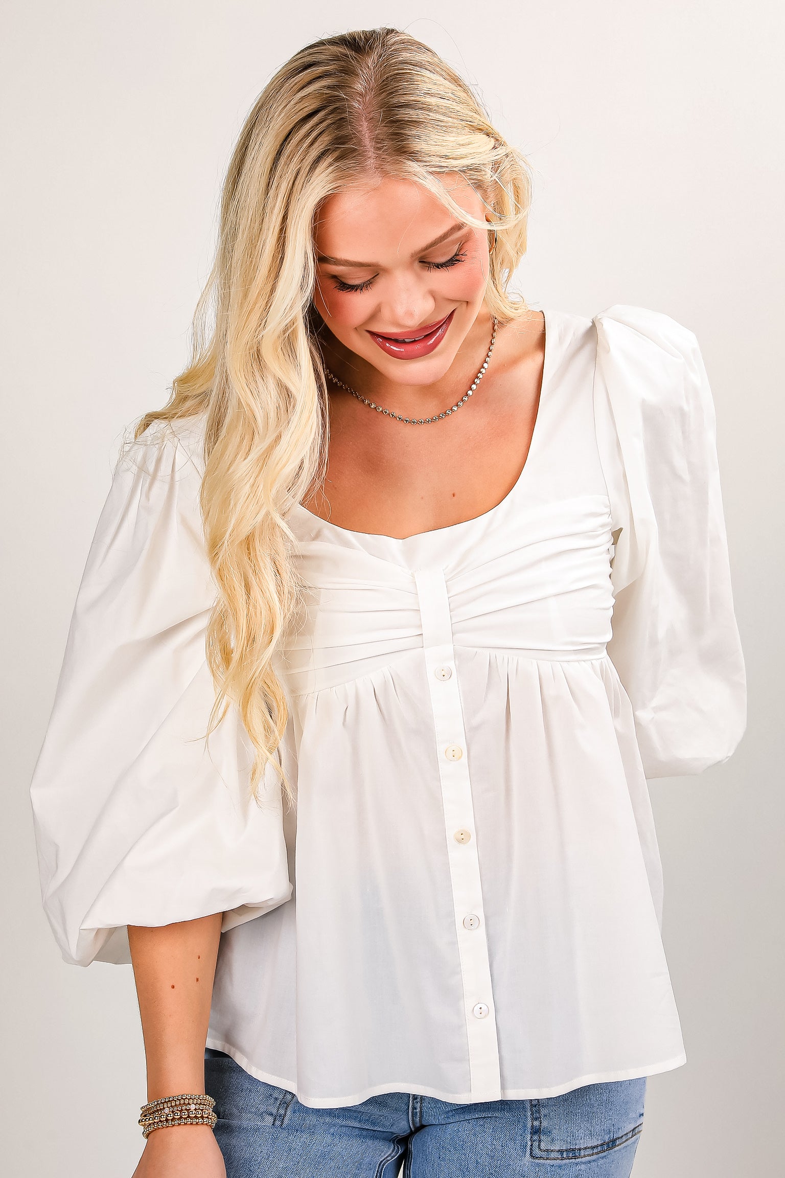 FINAL SALE - There For It Off White Babydoll Blouse