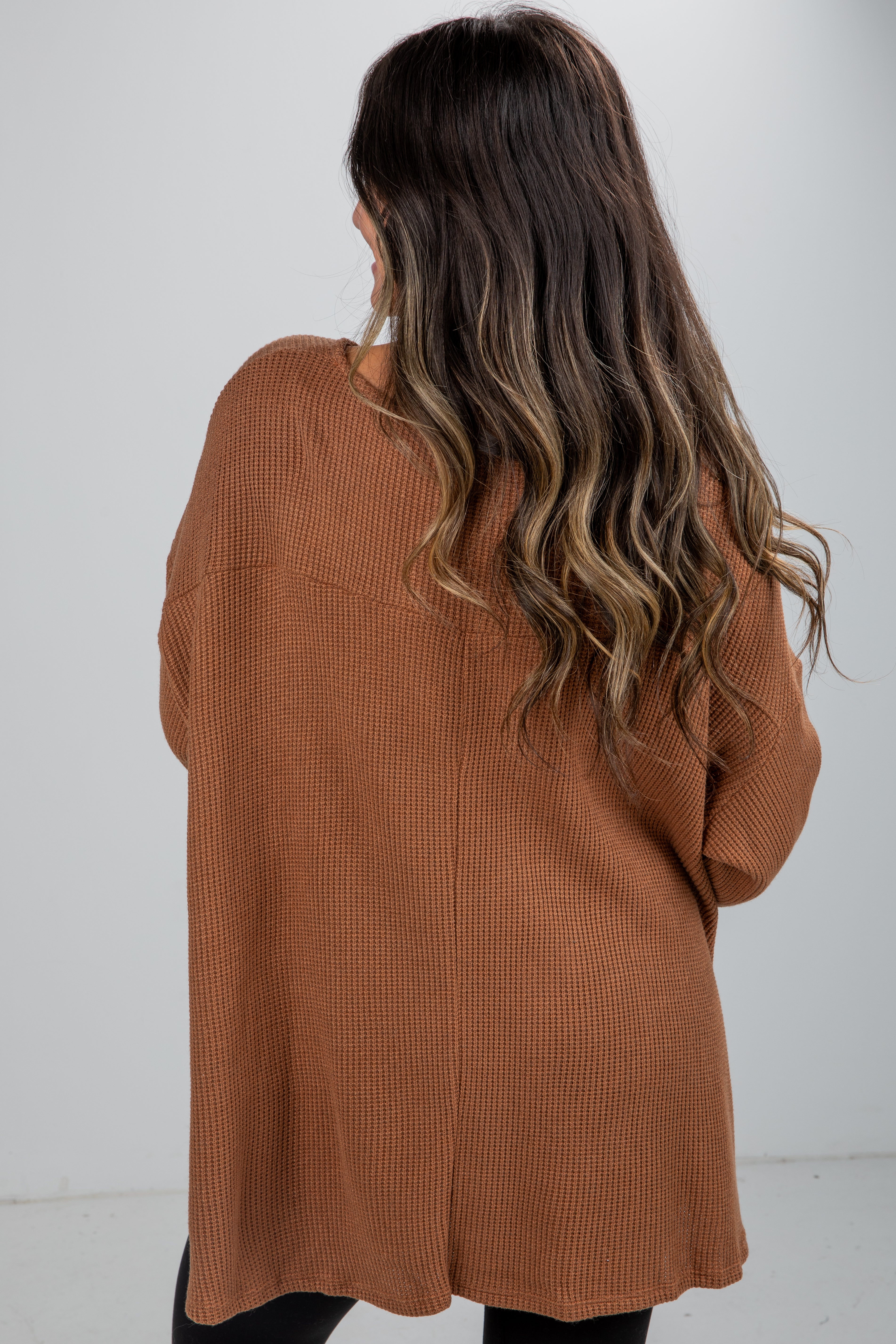 FINAL SALE - Fireside Flirt Waffle Knit Top - DU DEAL