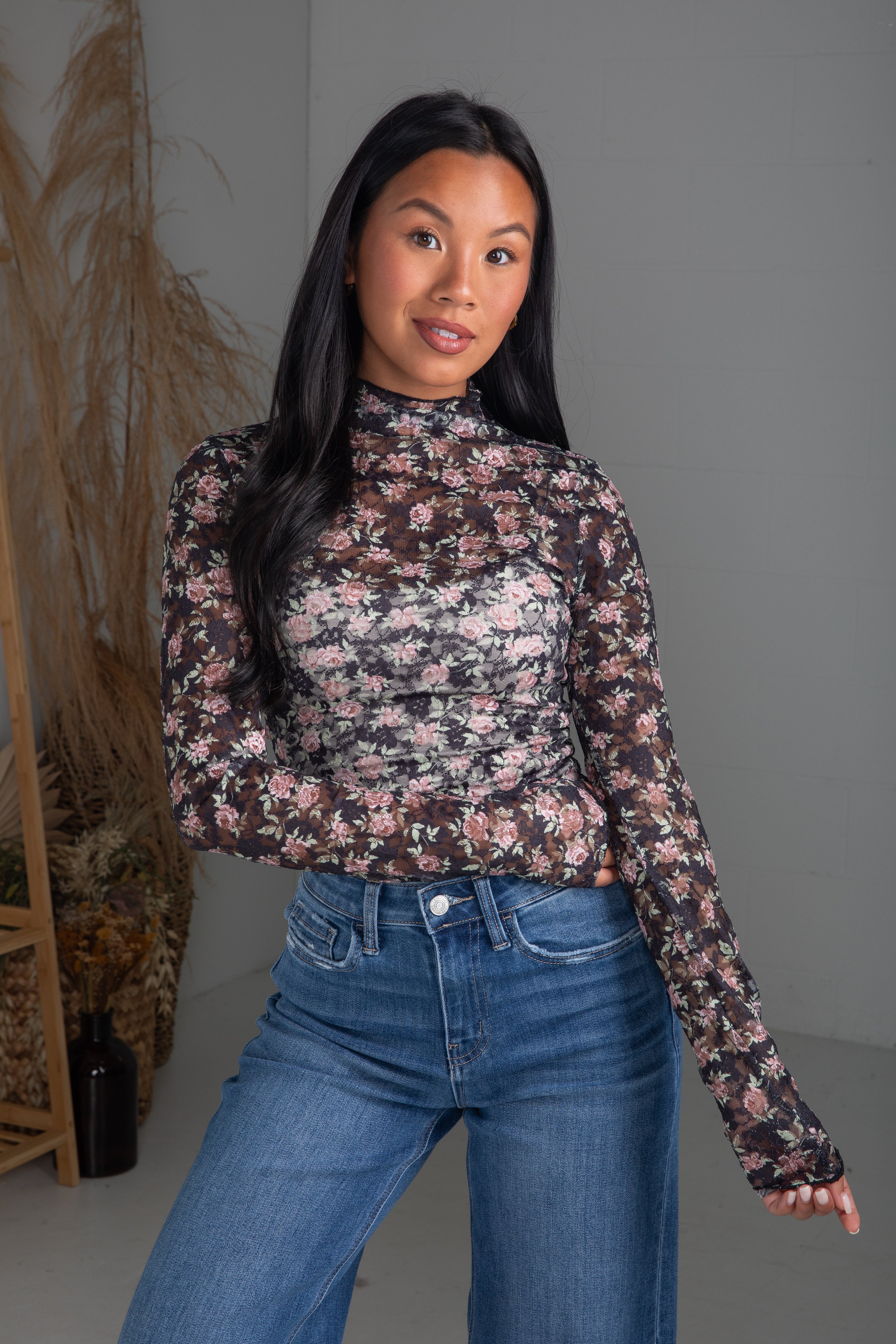 FINAL SALE - Freshly Picked Floral Mesh Lace Top - DU DEAL