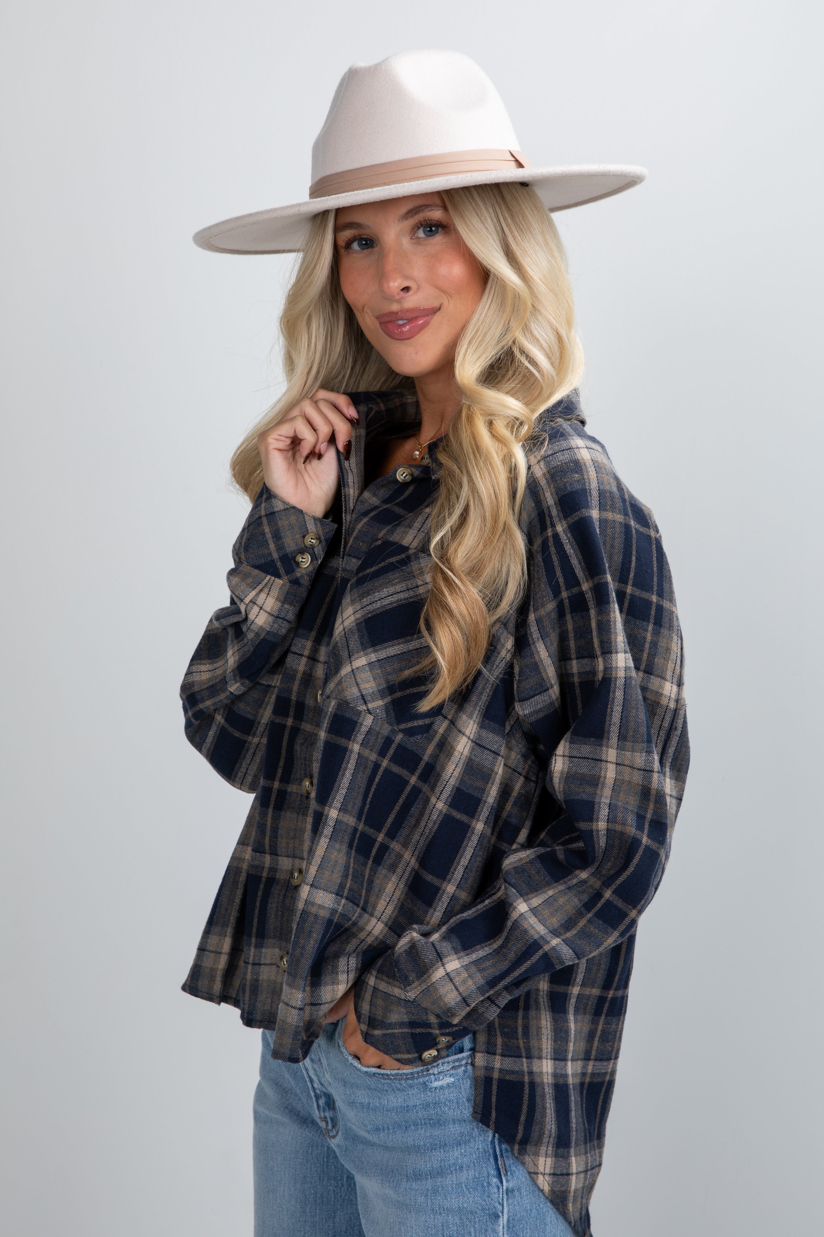 FINAL SALE - Time Goes By Navy Plaid Flannel