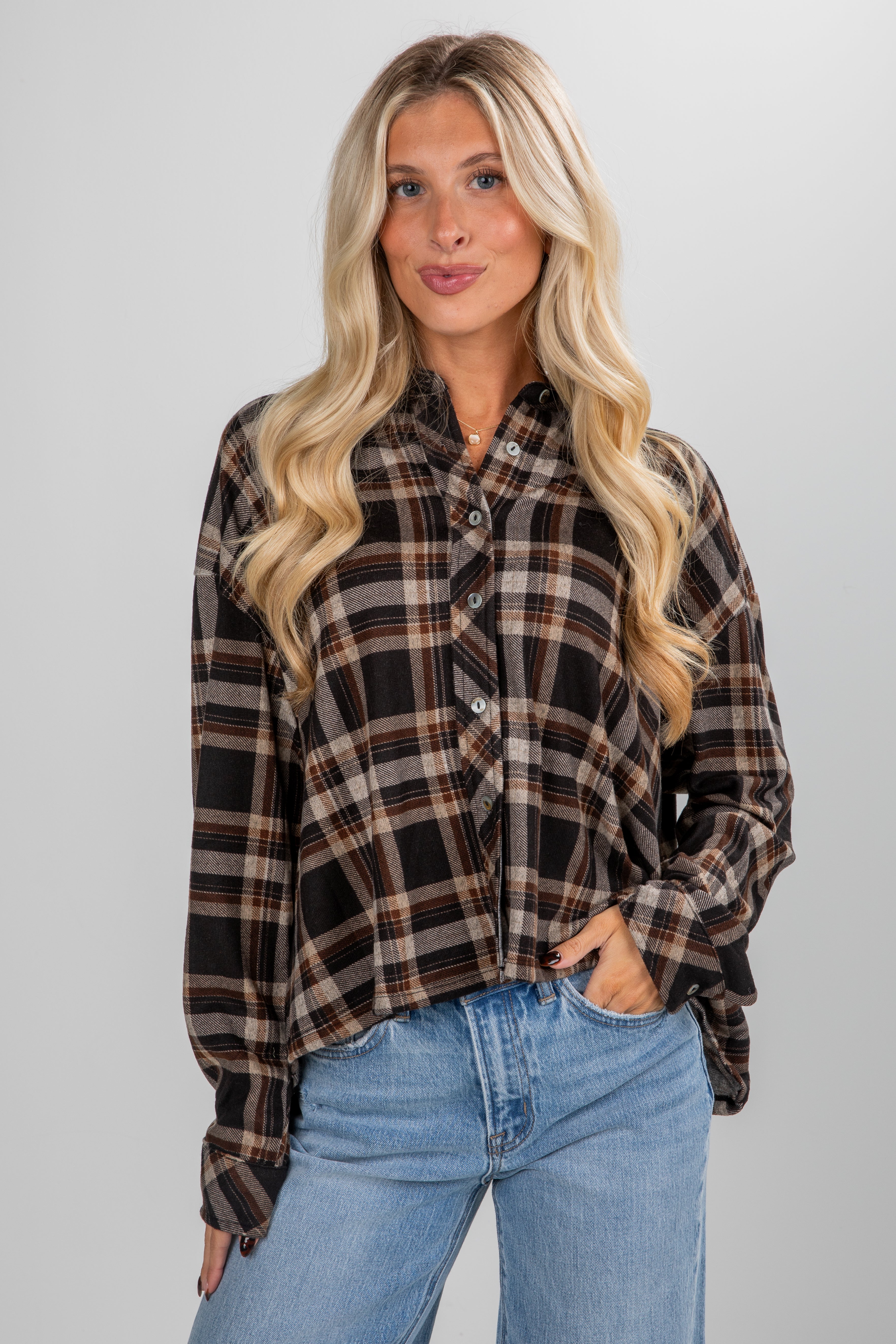 FINAL SALE - Changing Leaves Brown Plaid Flannel