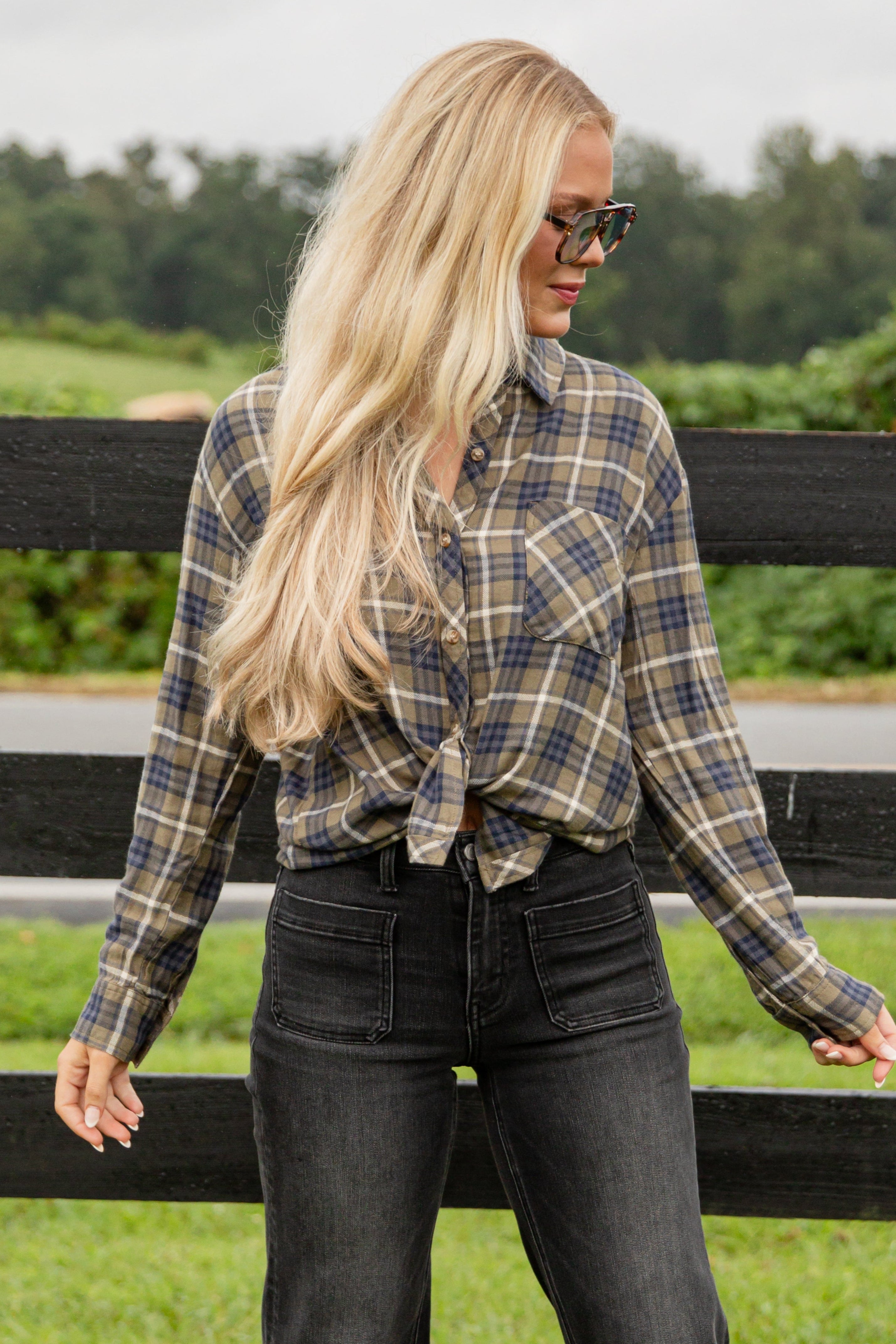 FINAL SALE - Coming Back For You Olive Plaid Flannel