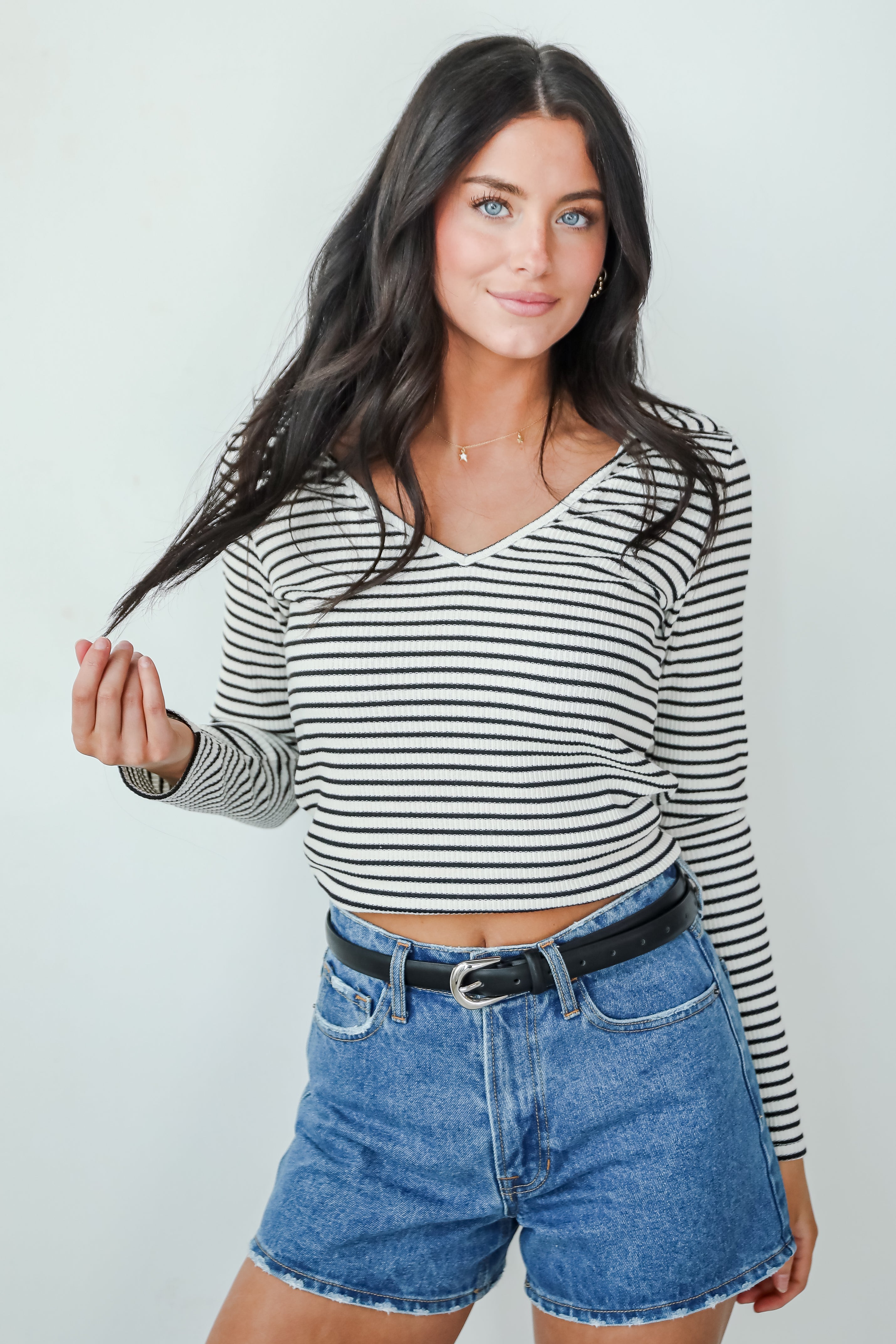 FINAL SALE - Chic Existence Ivory Striped Collared Top