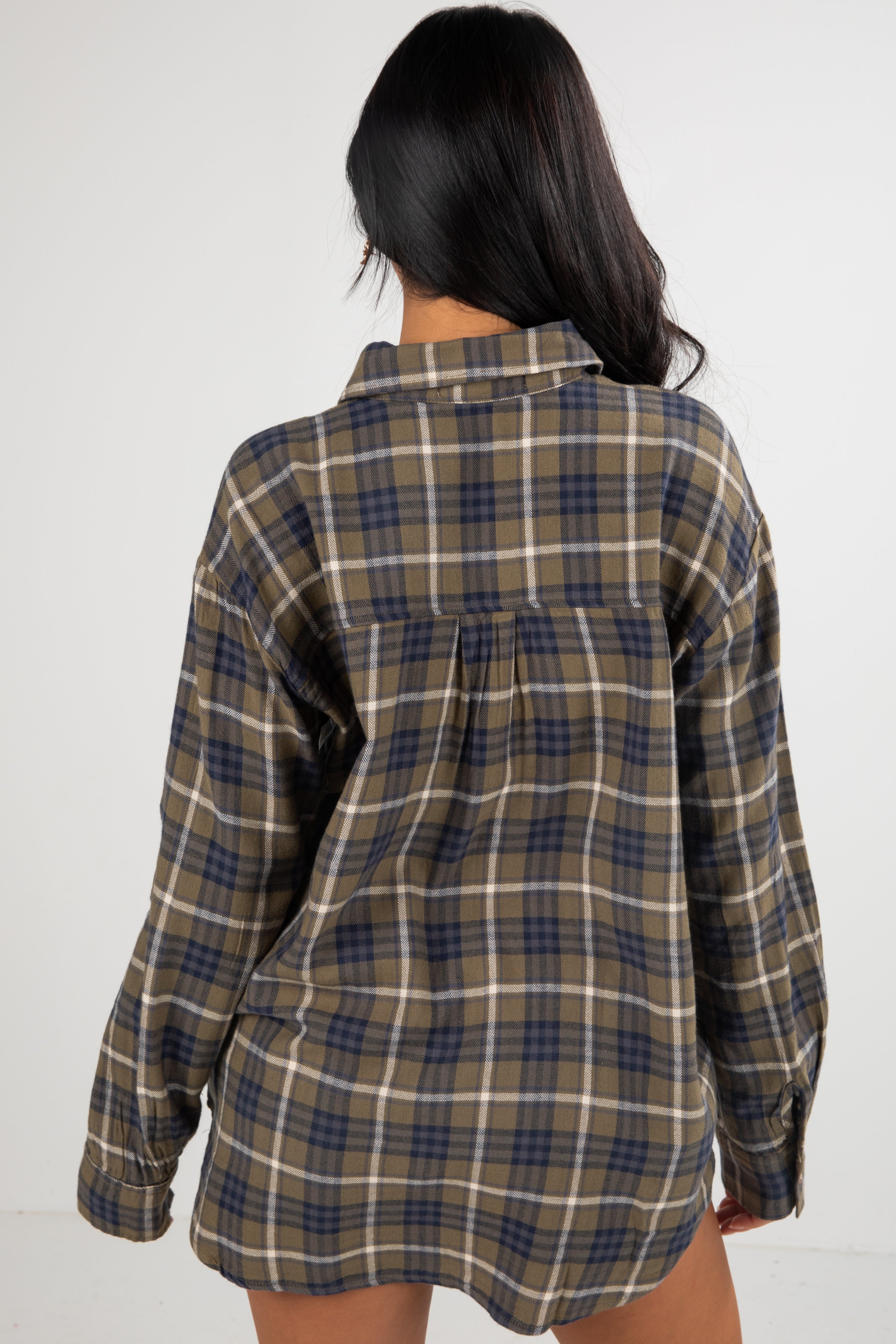 FINAL SALE - Coming Back For You Olive Plaid Flannel