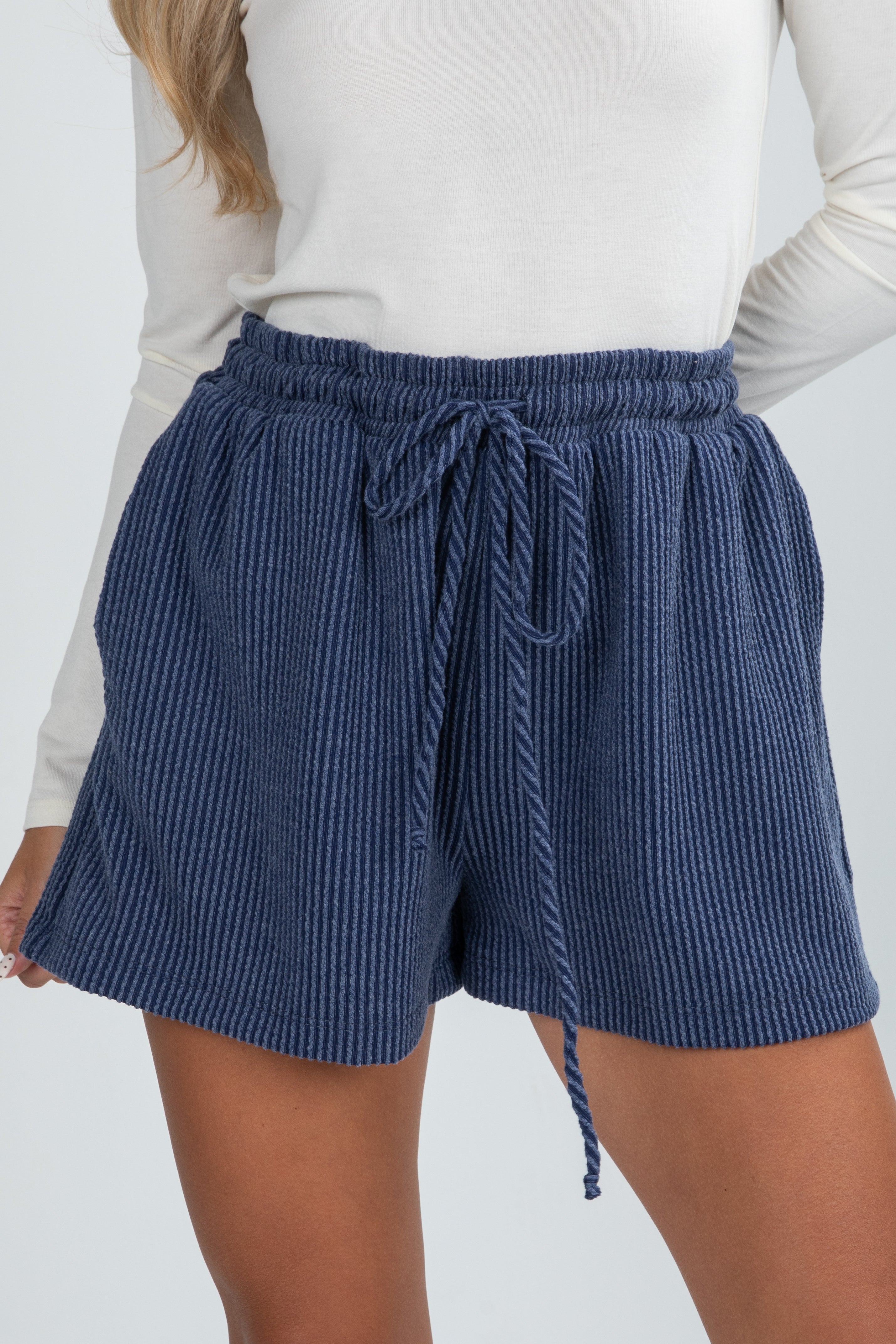FINAL SALE - Take My Time Navy Corded Shorts - DU DEAL