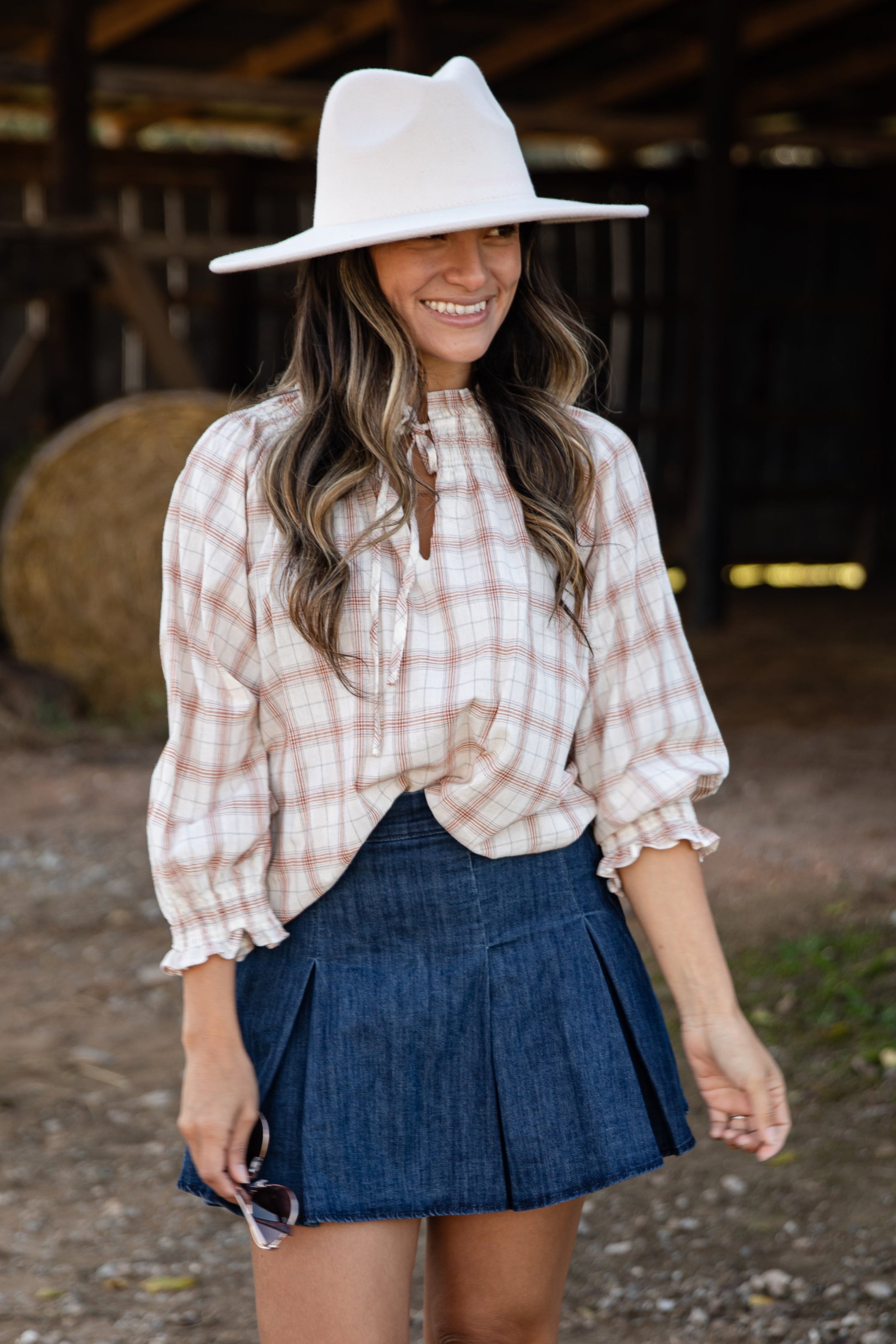 FINAL SALE - After Hours Cream Plaid Blouse