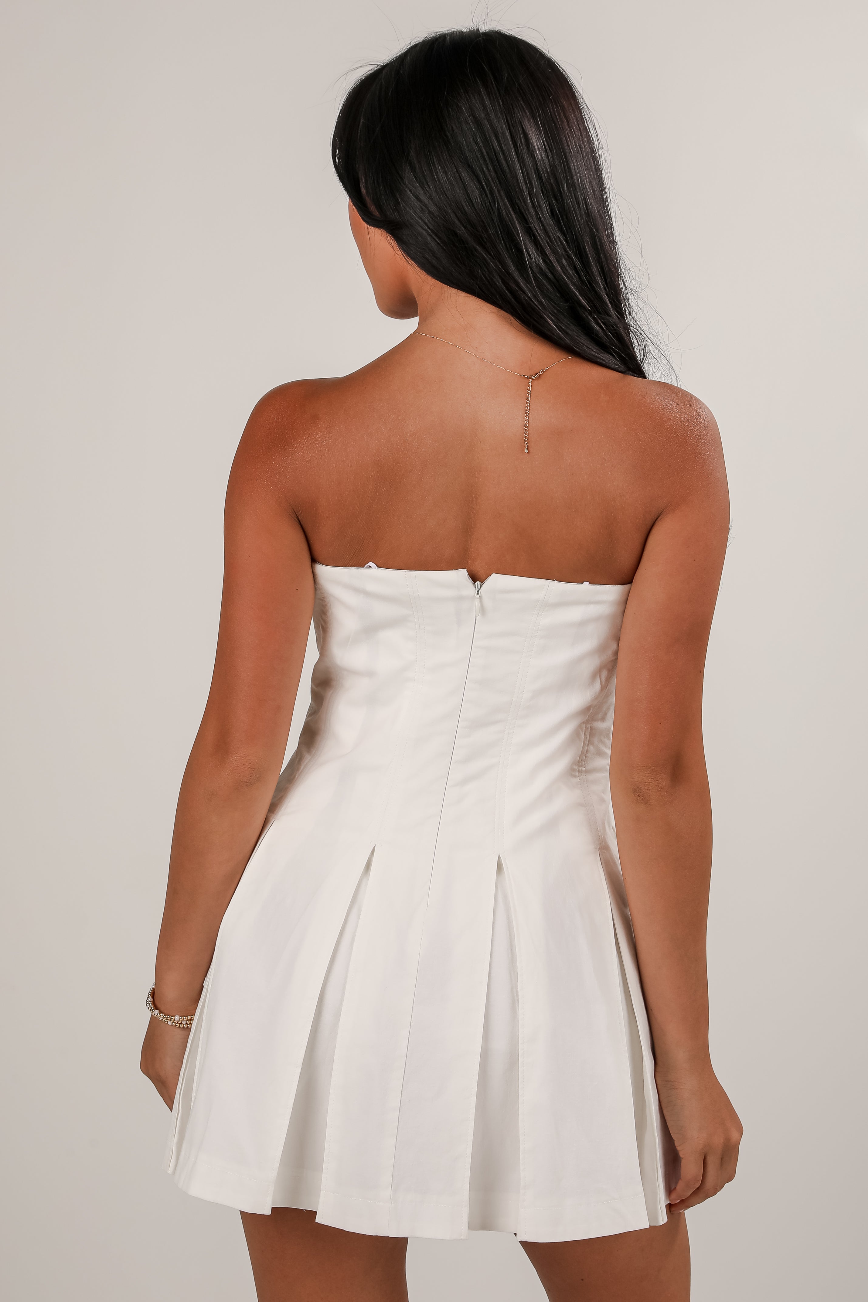 FINAL SALE - Gentle Breeze White Strapless Romper Dress