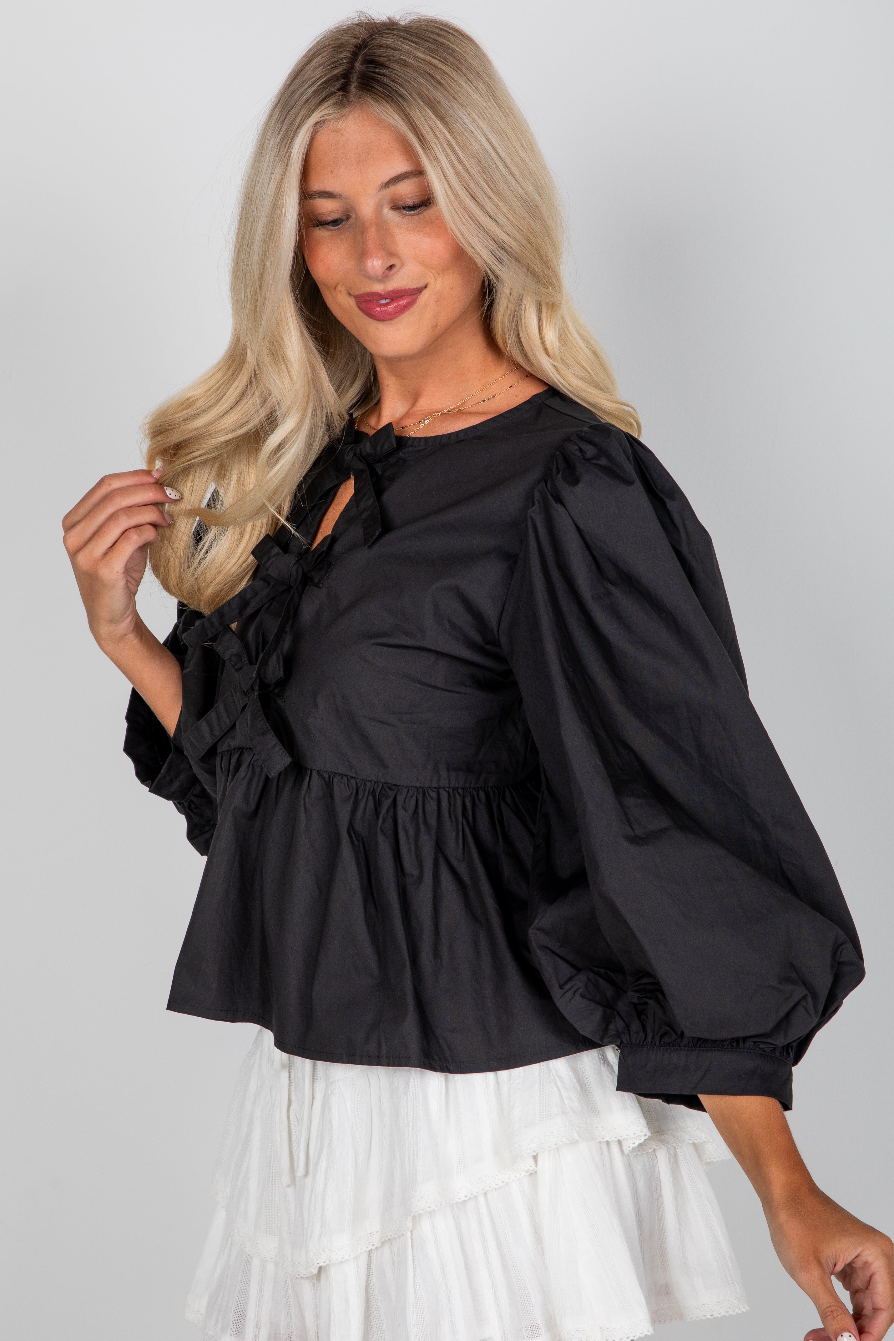 FINAL SALE - Just One Chance Tie Blouse