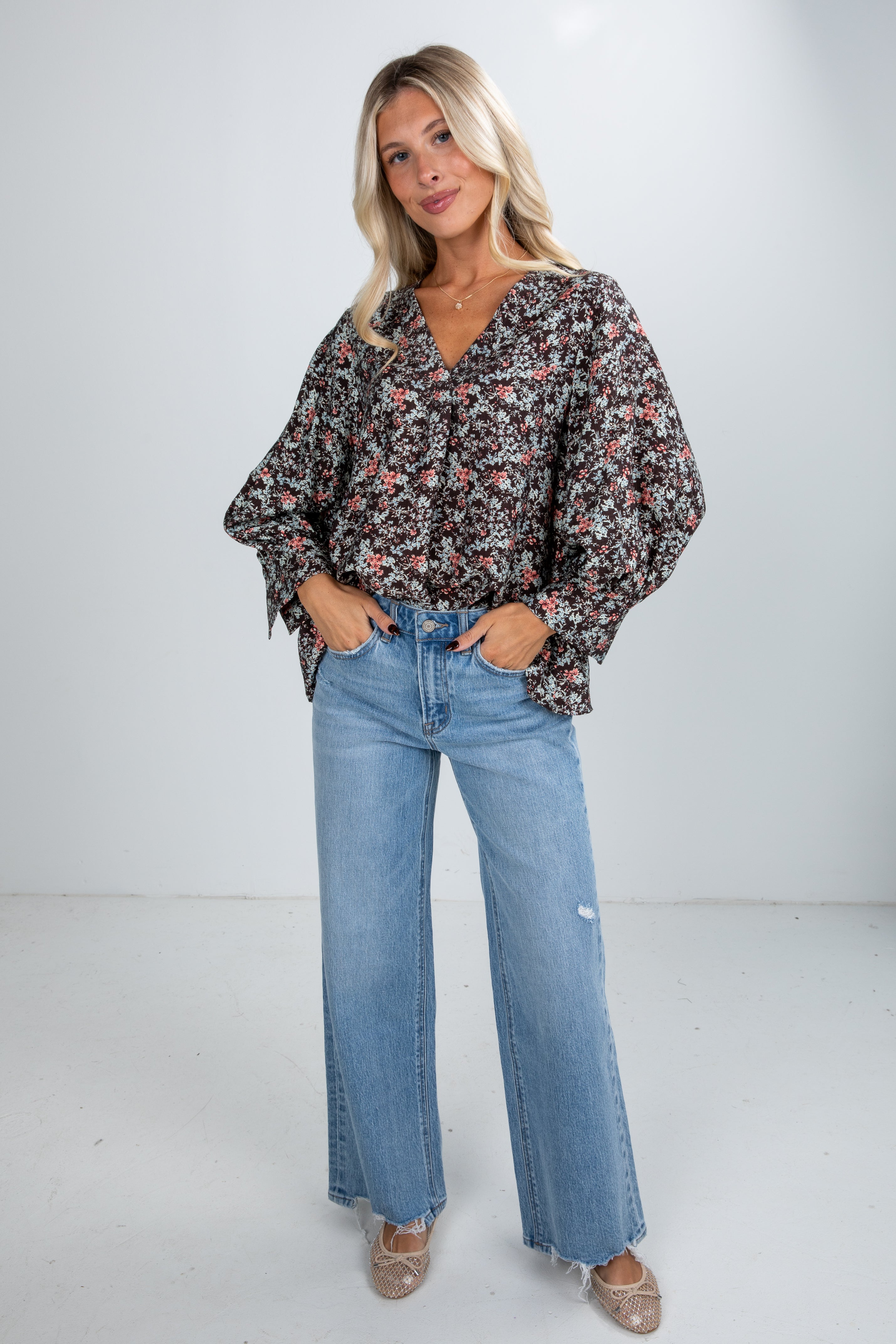 FINAL SALE - Dream About You Brown Floral Blouse