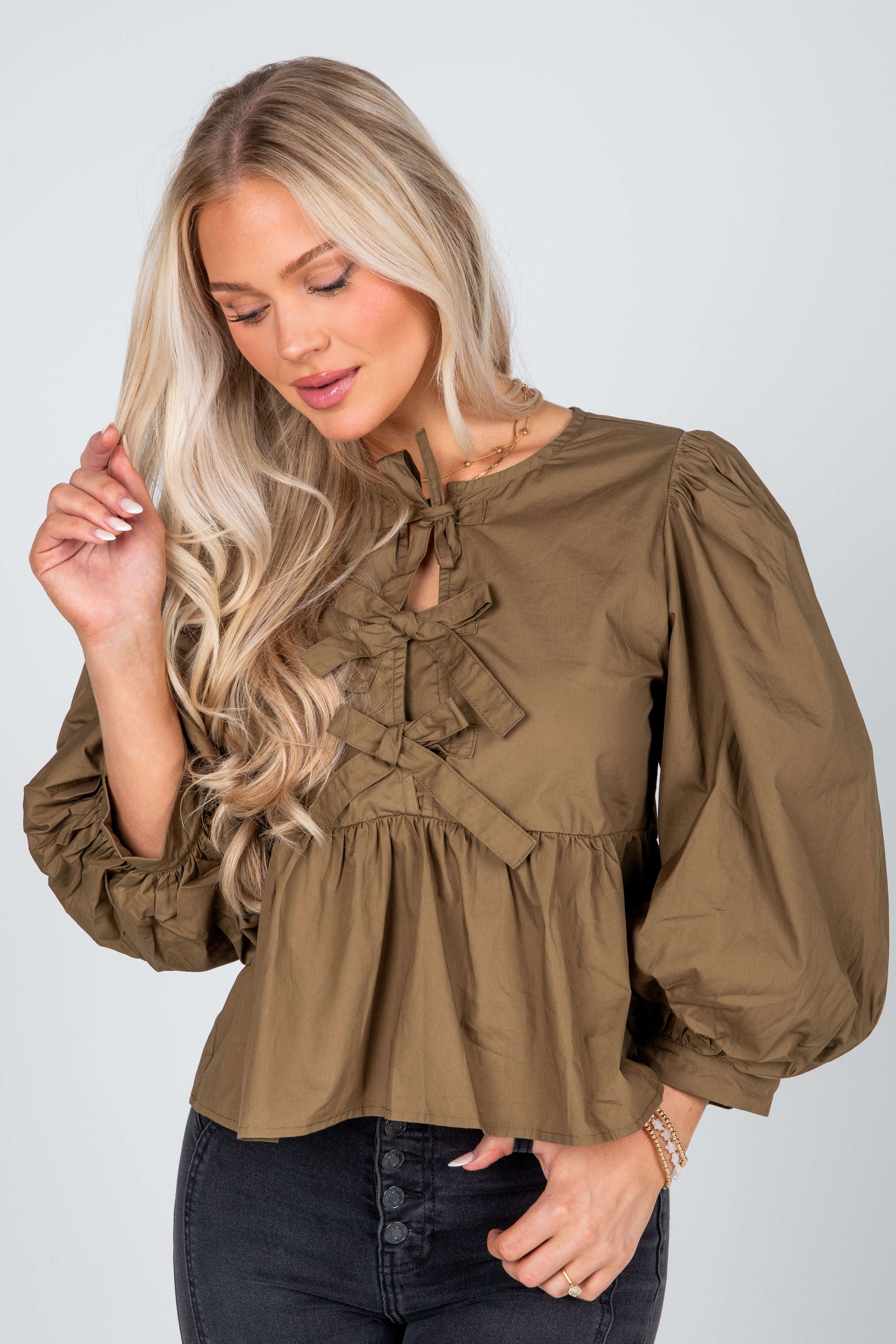 FINAL SALE - Just One Chance Tie Blouse