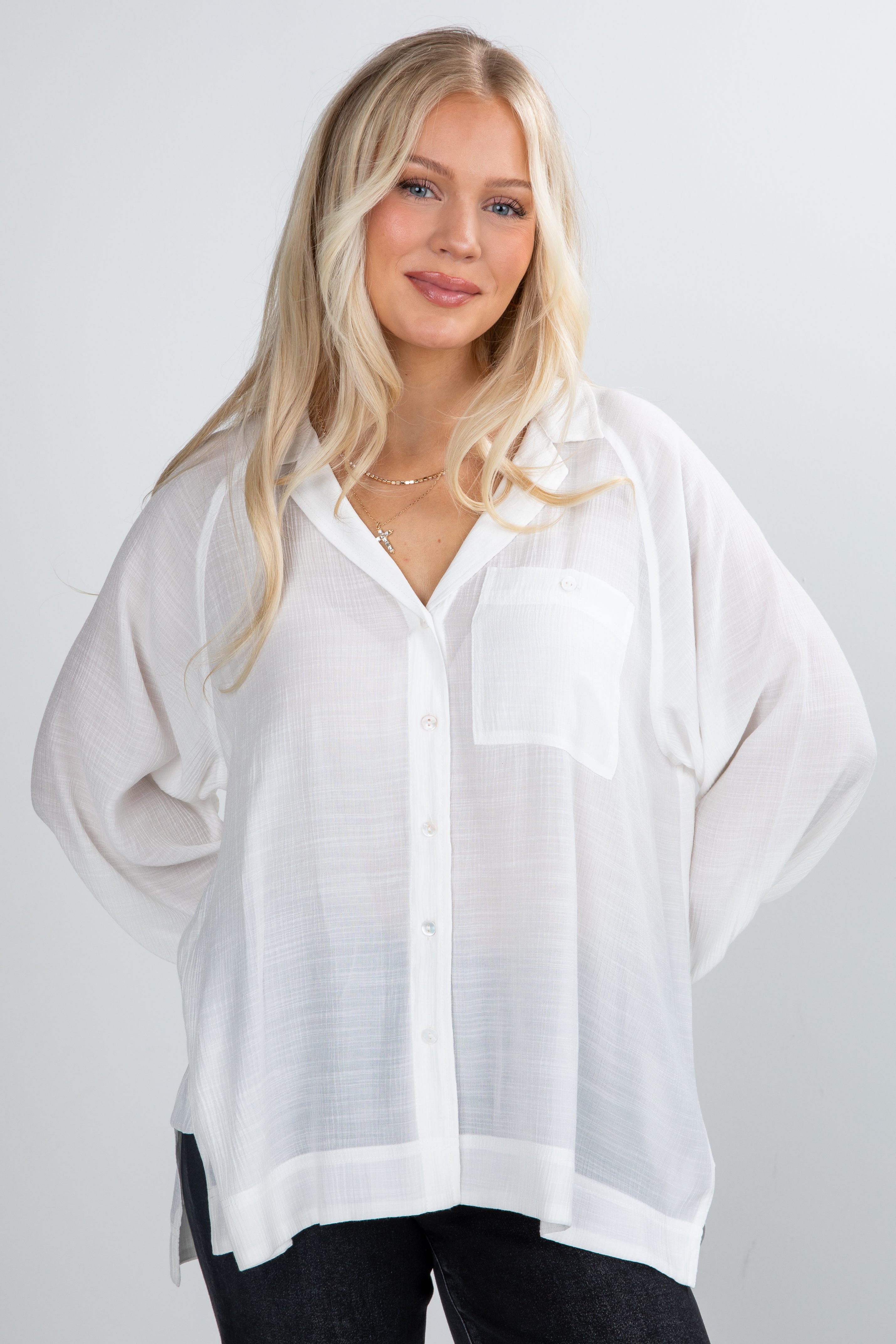 FINAL SALE - Work For It Off White Blouse