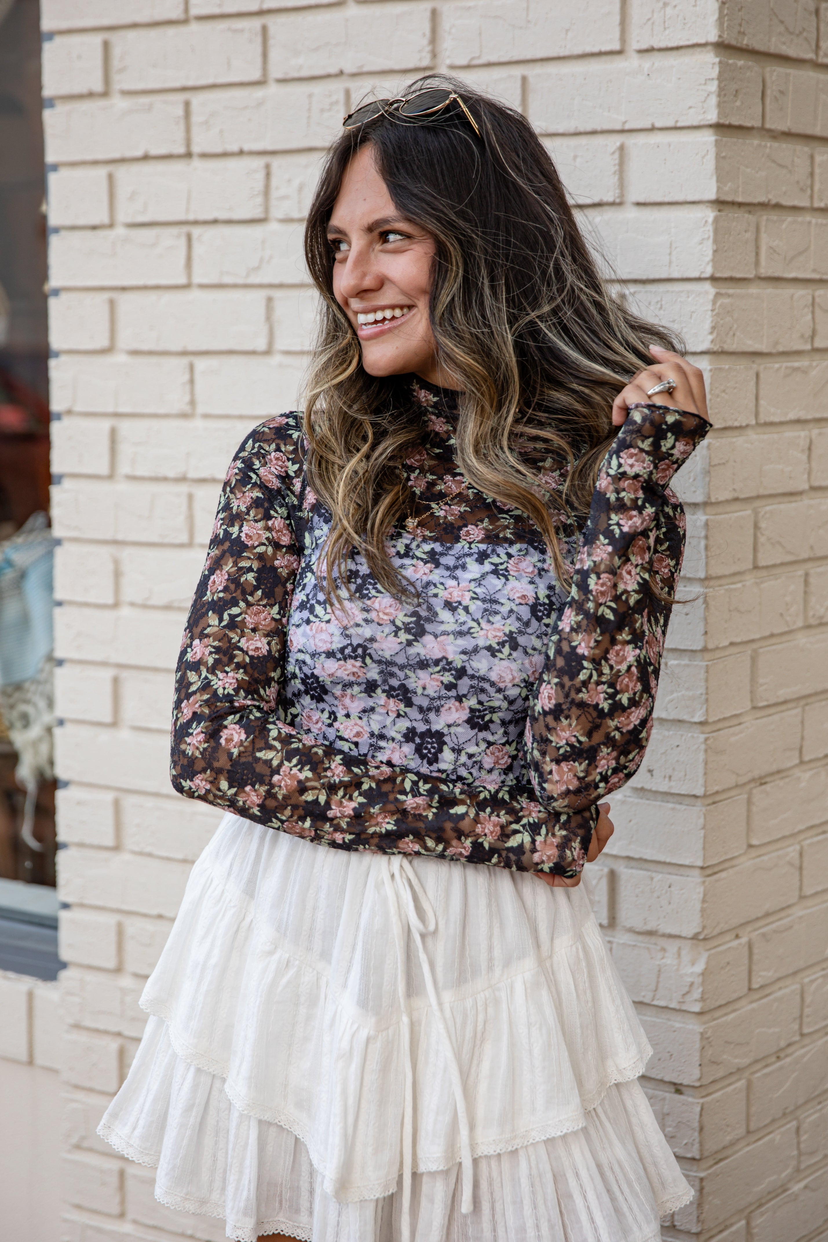 FINAL SALE - Freshly Picked Floral Mesh Lace Top - DU DEAL