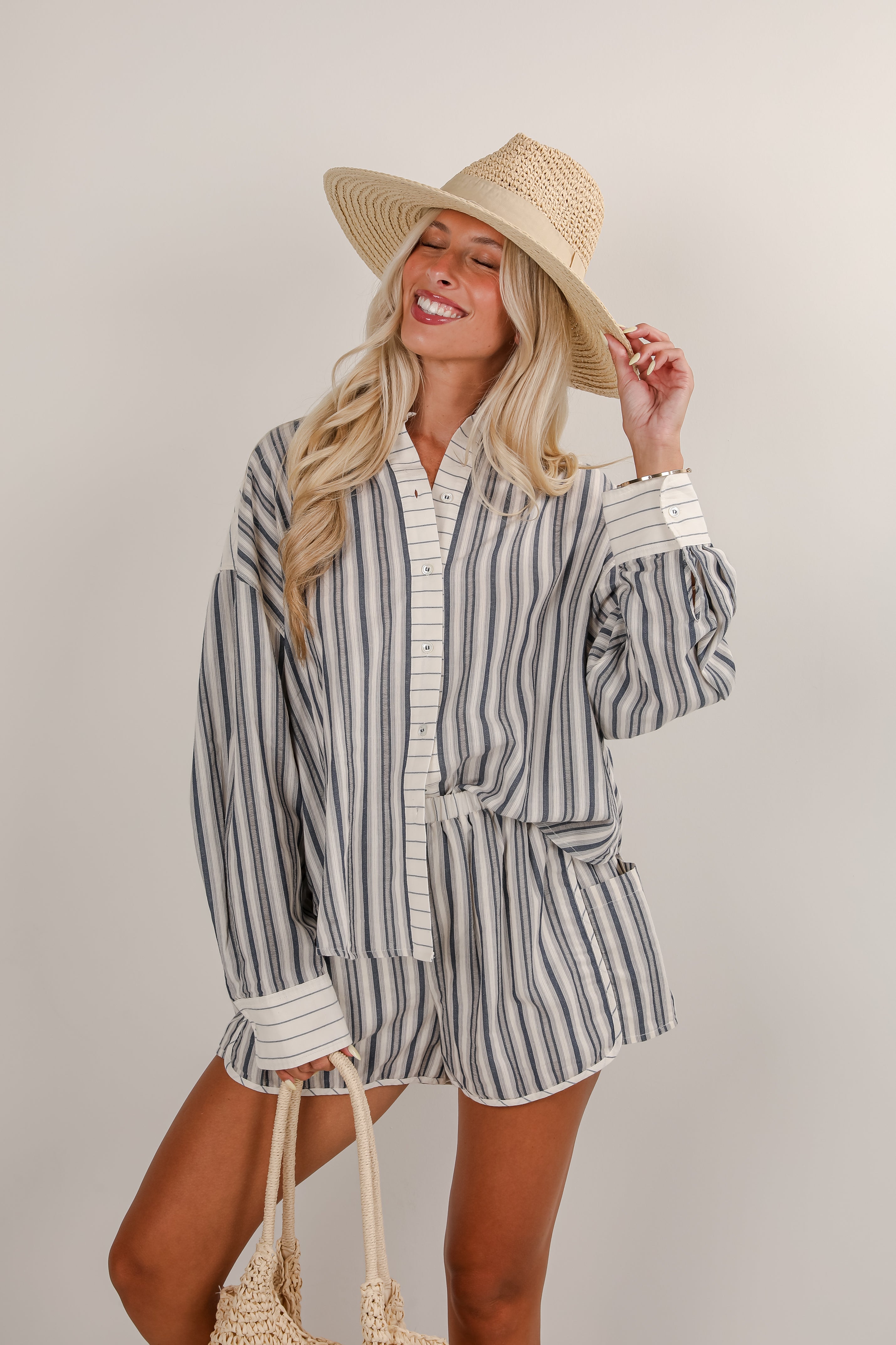 FINAL SALE - Just Breezin' By Blue Striped Shorts