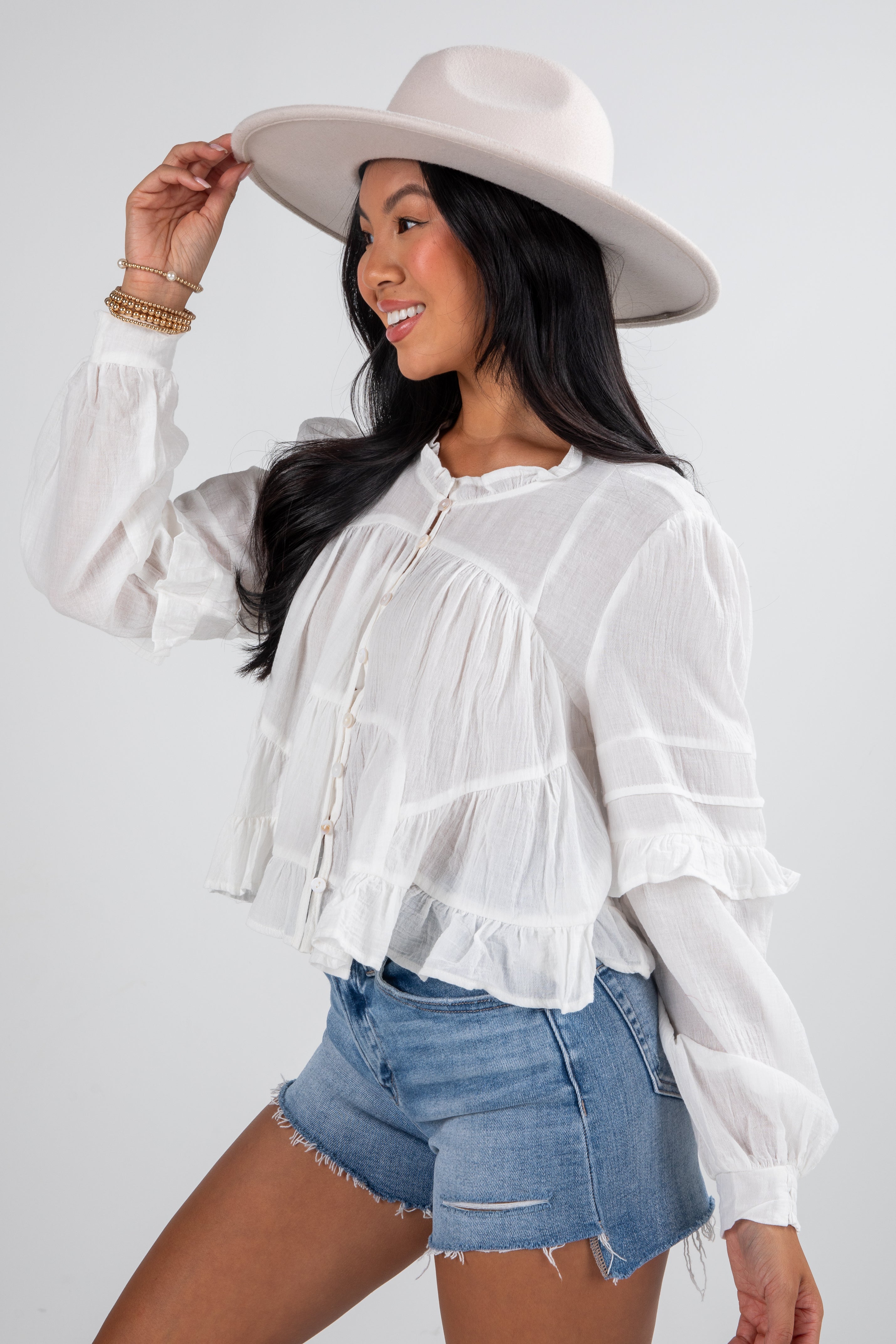 FINAL SALE - All Set To Go Off White Blouse
