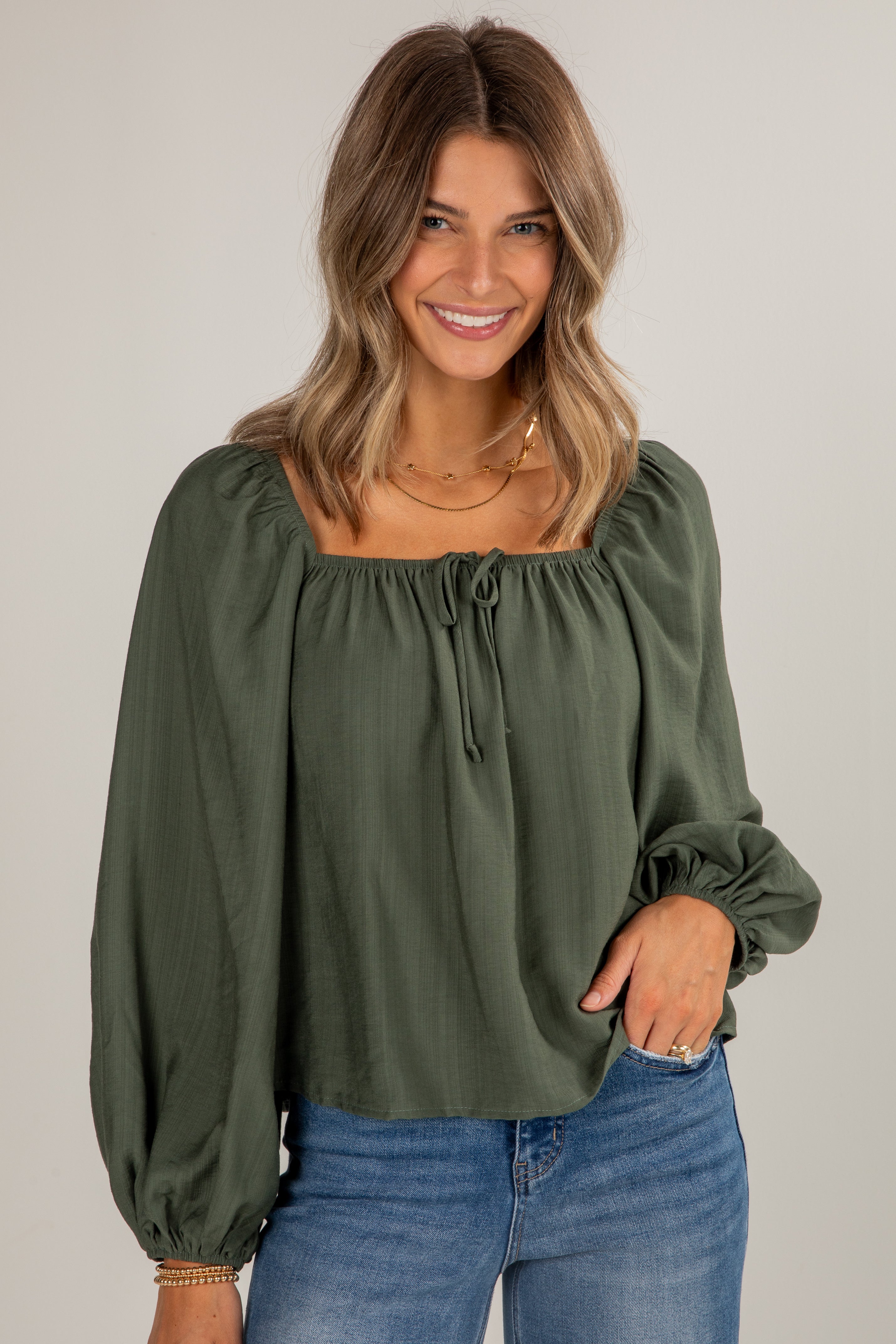 FINAL SALE - Give It A Try Hunter Green Blouse