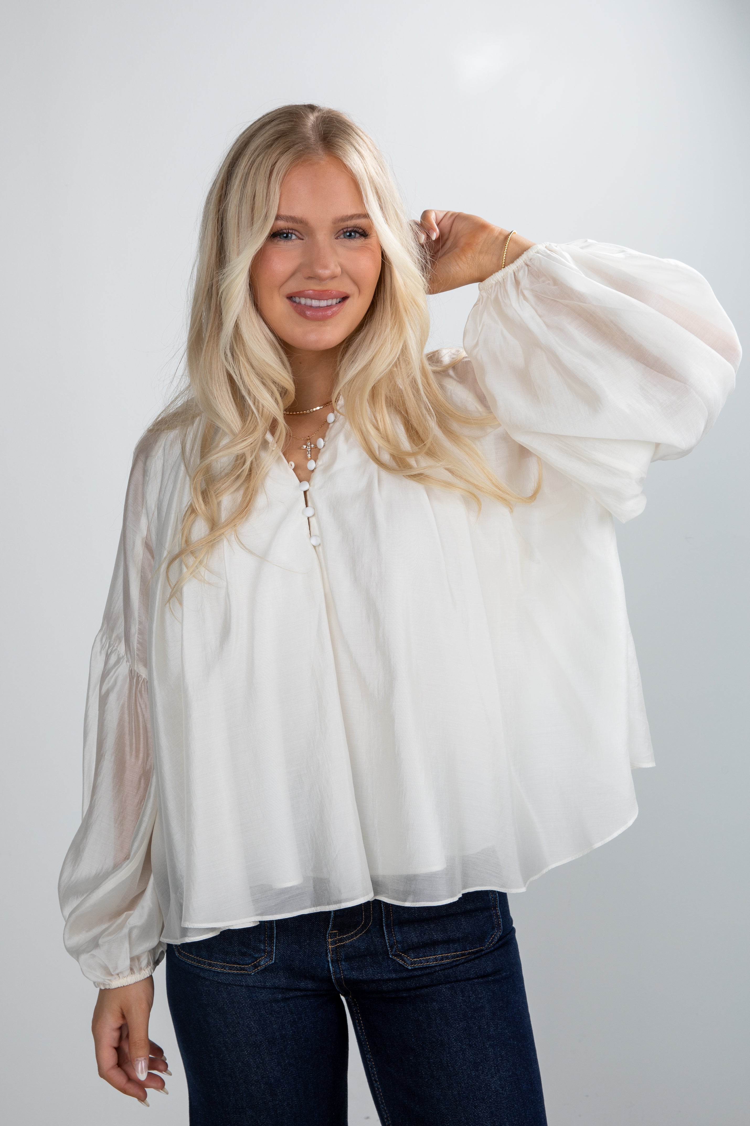 FINAL SALE - Dazzling Beauty Off White Blouse