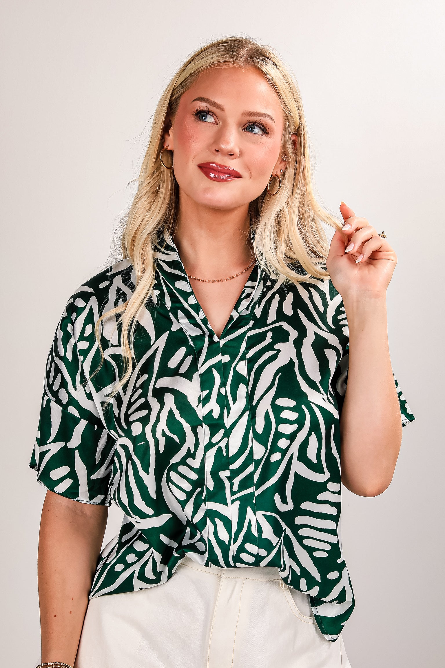 FINAL SALE - Our Story Green Satin Blouse - DU DEAL