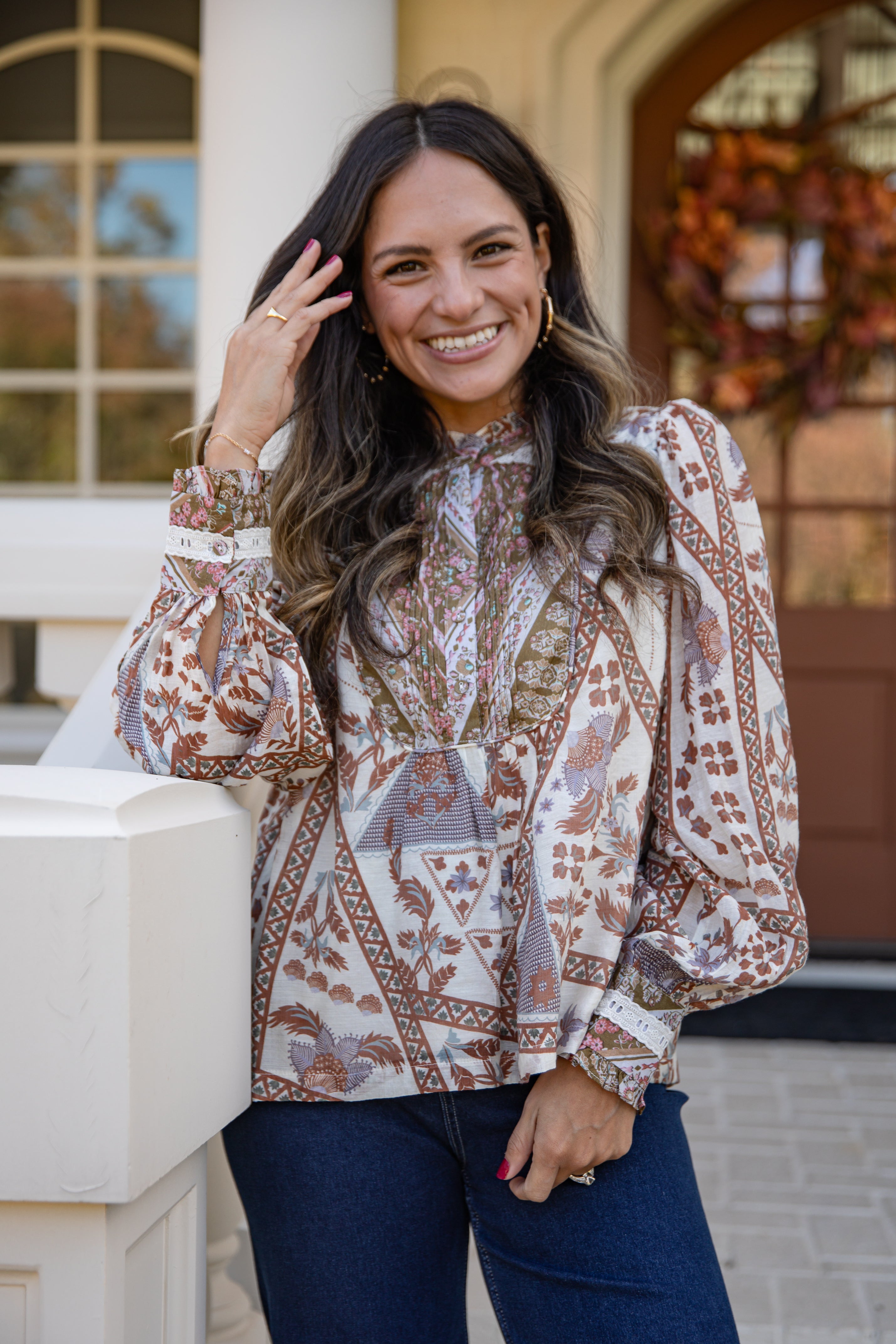 FINAL SALE - Happiness Follows Ivory Floral Blouse