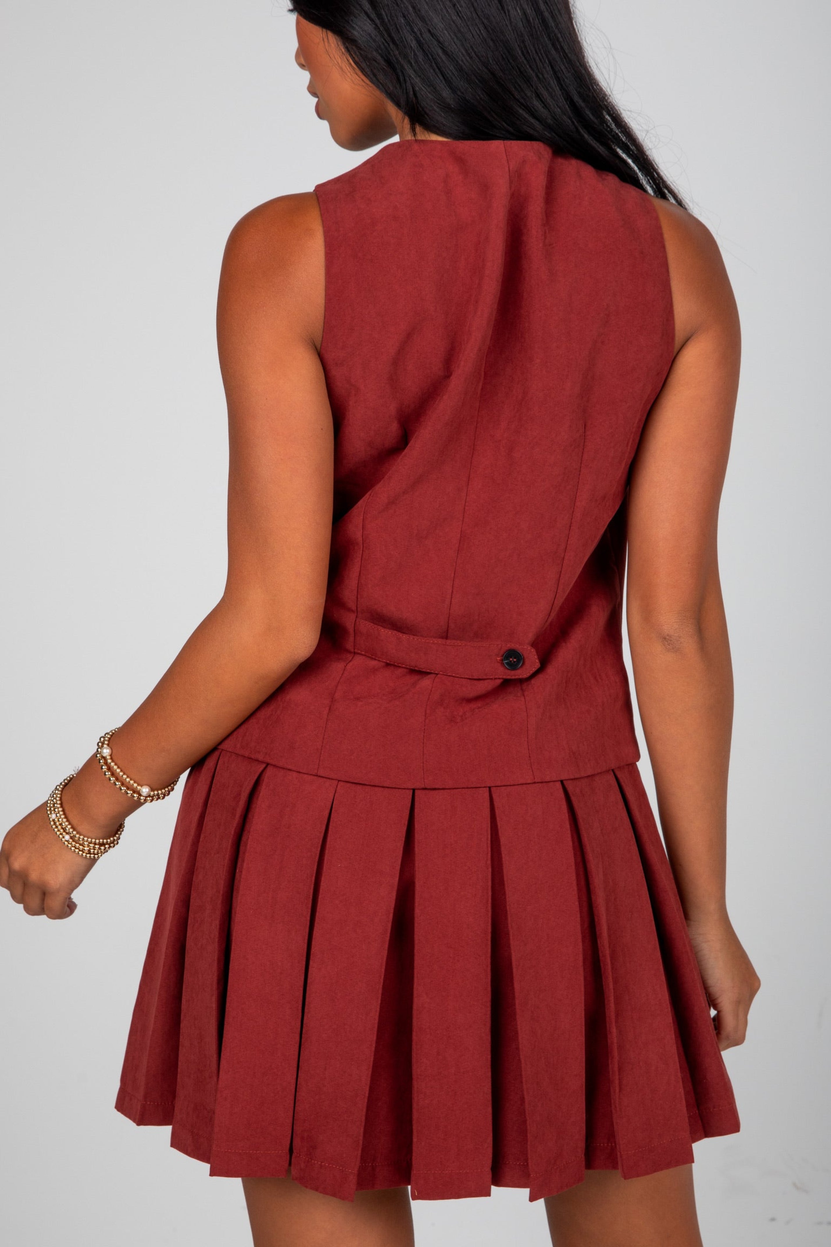 FINAL SALE - At This Time Rust Suede Vest Mini Dress