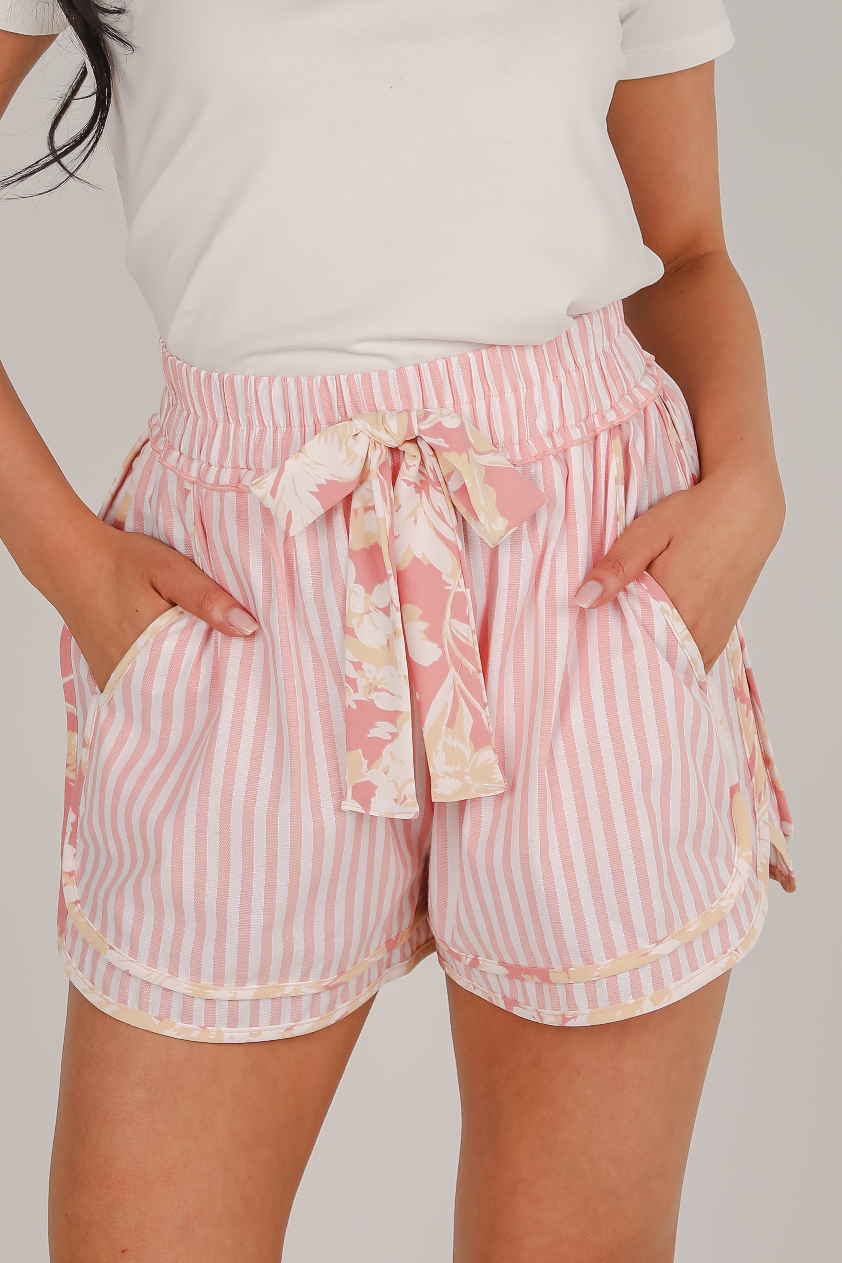 FINAL SALE - Dreaming In Color Pink Striped Shorts