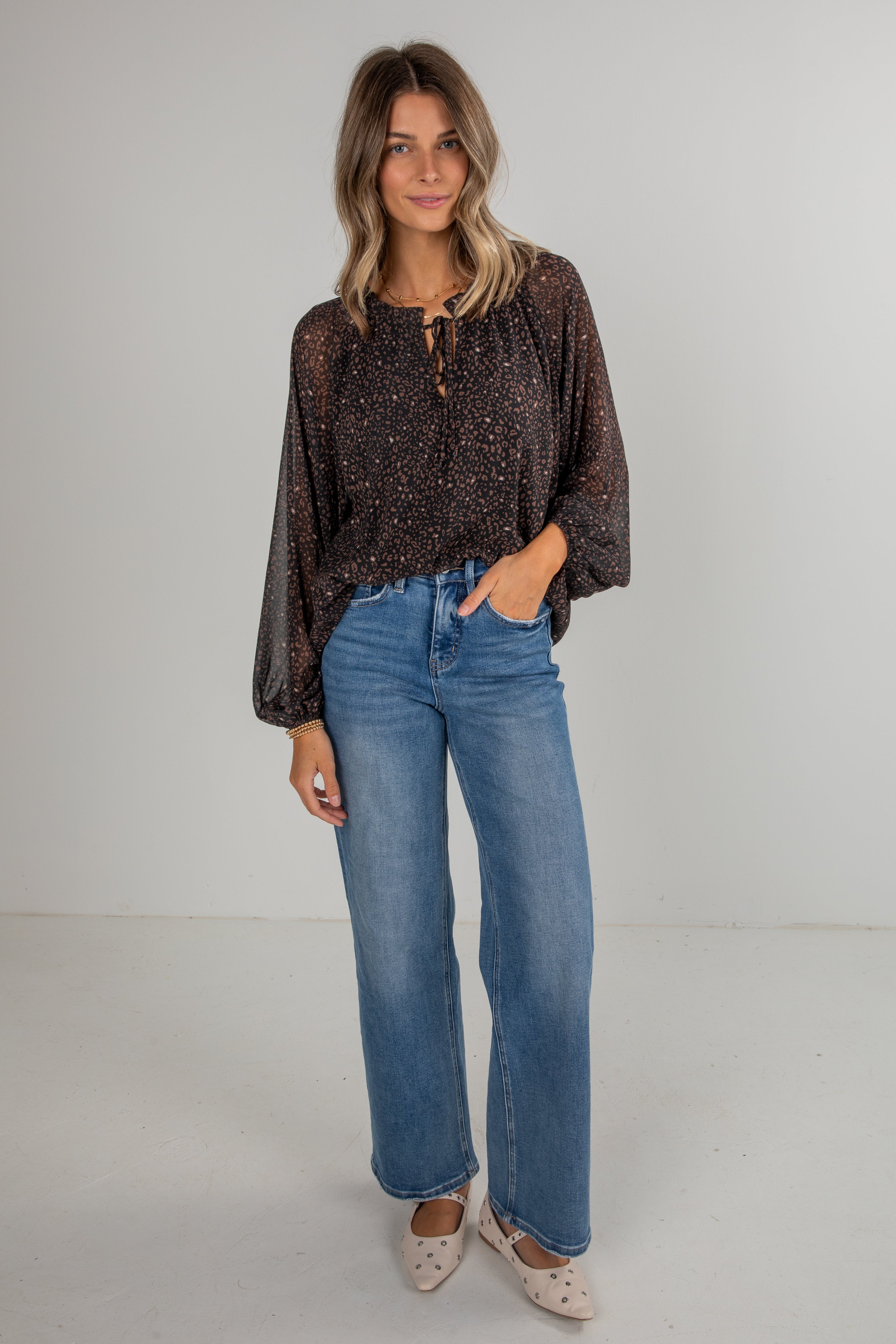 FINAL SALE - Spot On Style Black Leopard Blouse