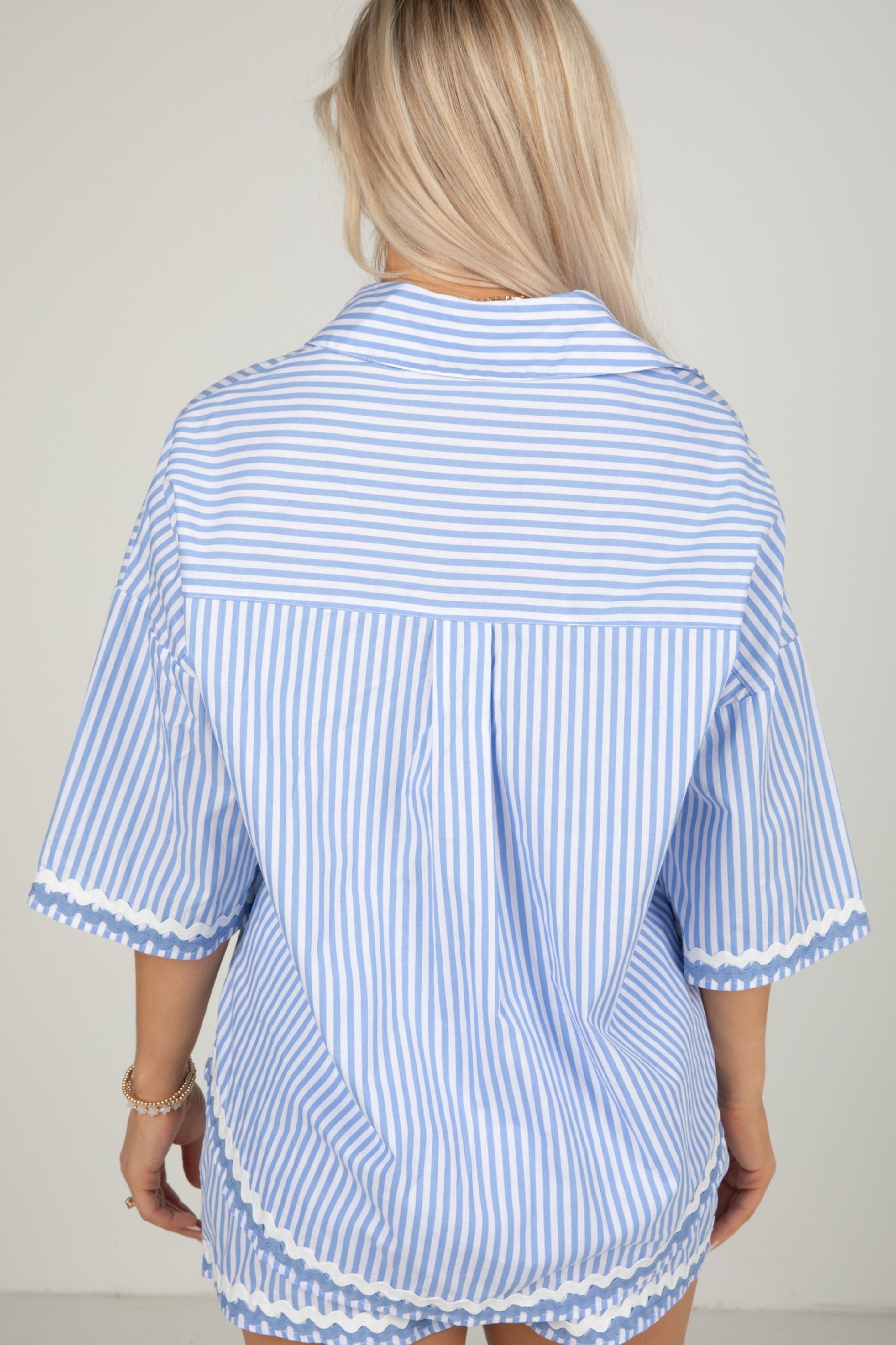 FINAL SALE - Call Me Yours Blue Striped Blouse - DU DEAL