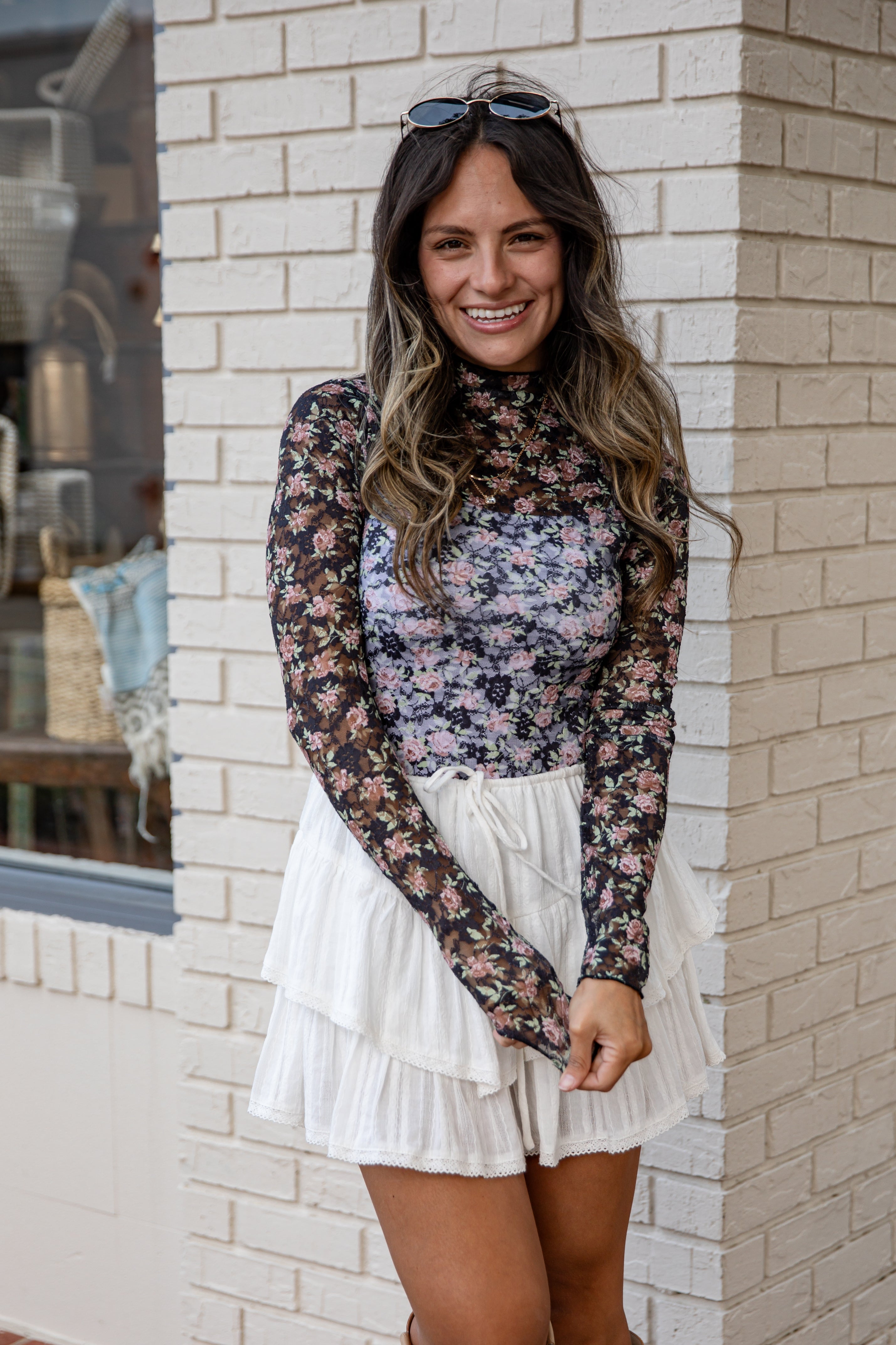 FINAL SALE - Freshly Picked Floral Mesh Lace Top - DU DEAL