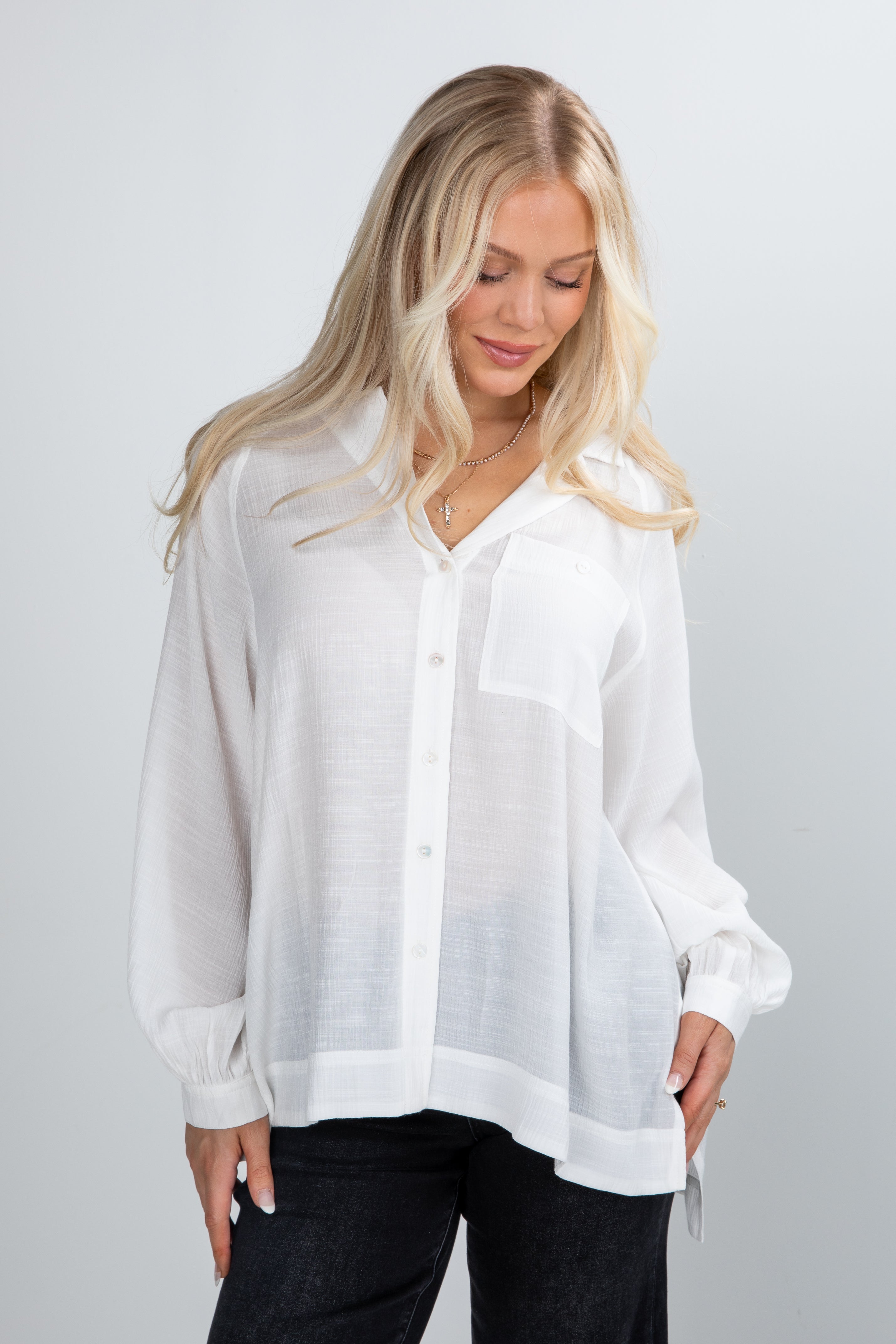 FINAL SALE - Work For It Off White Blouse