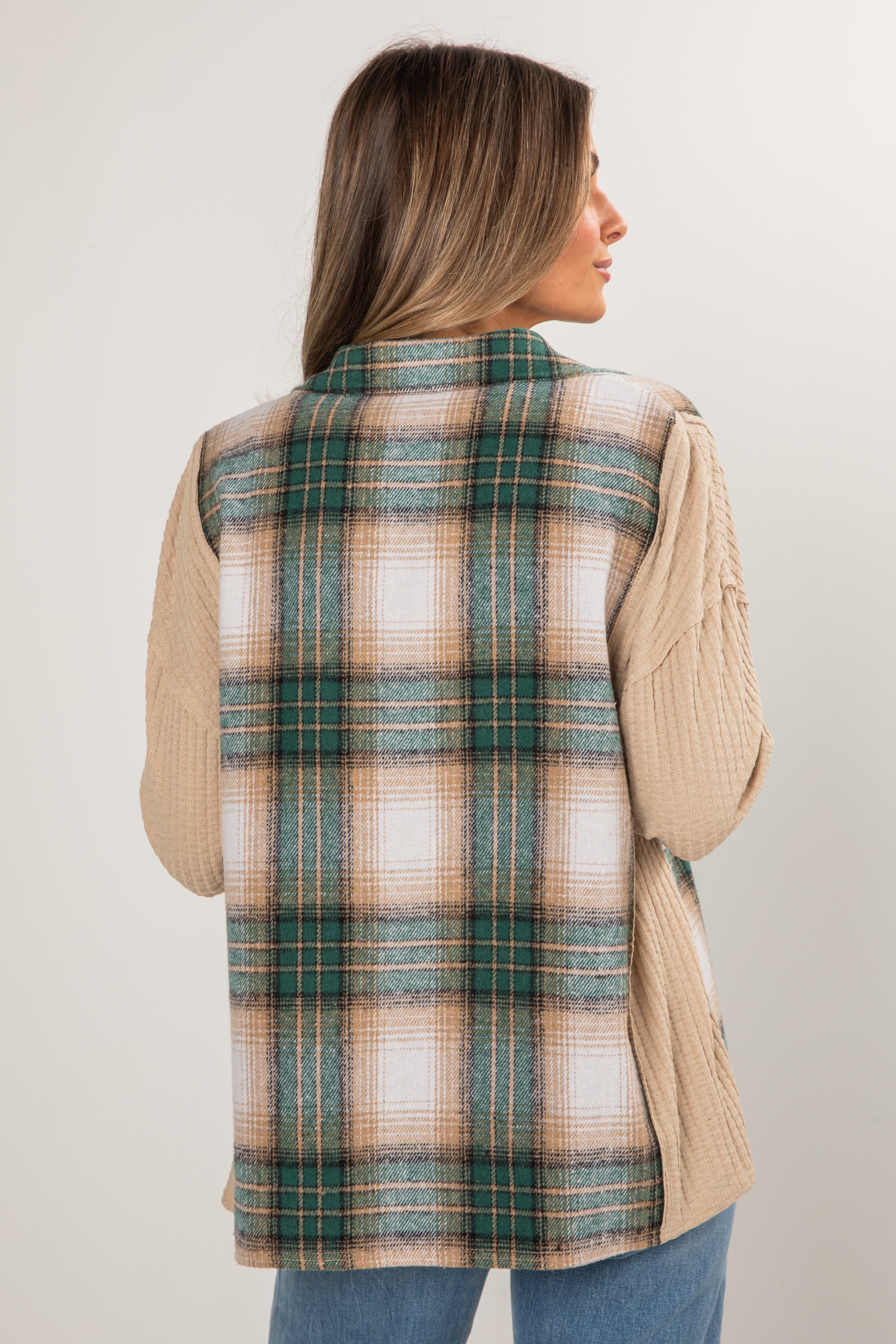 FINAL SALE - In A Dream Taupe Waffle Knit Contrast Flannel - DOORBUSTER
