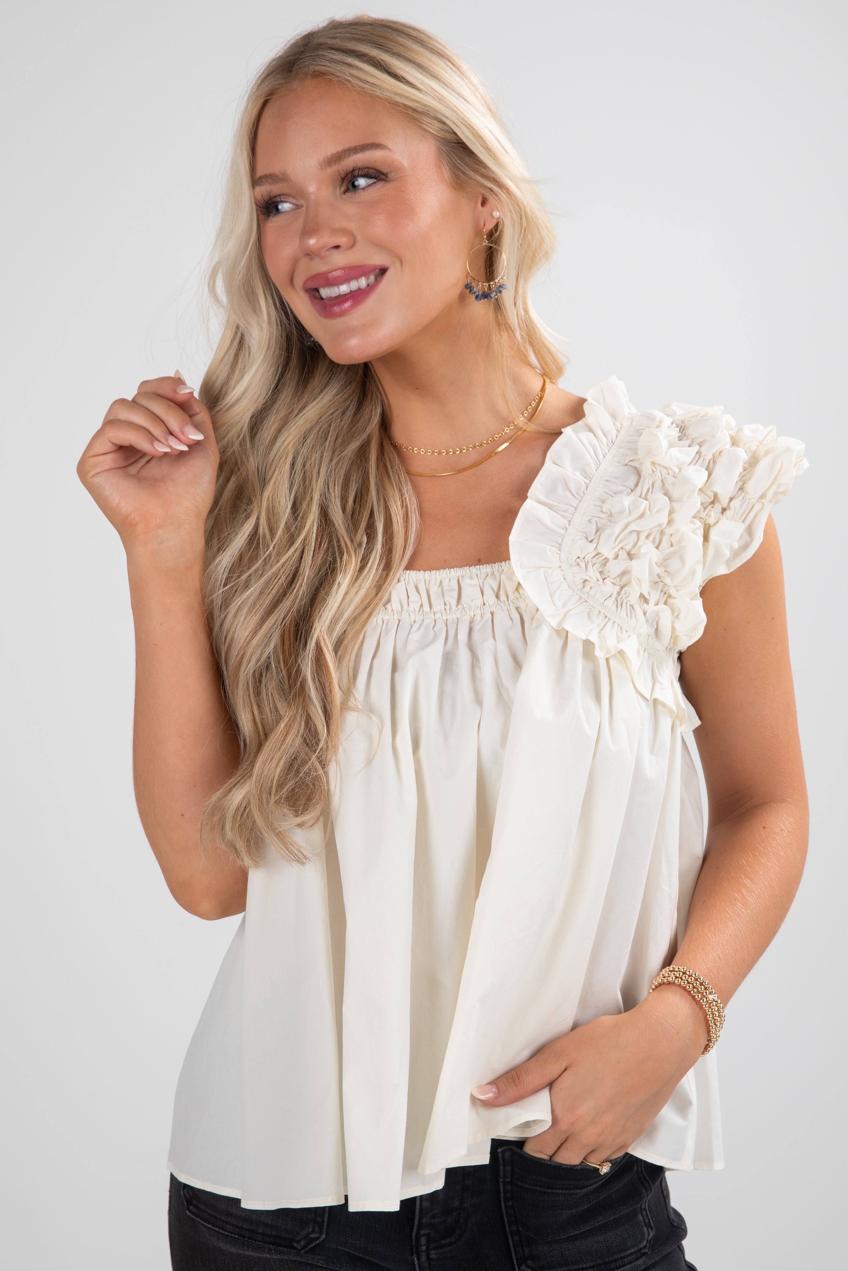 FINAL SALE - Find It Again Smocked Blouse