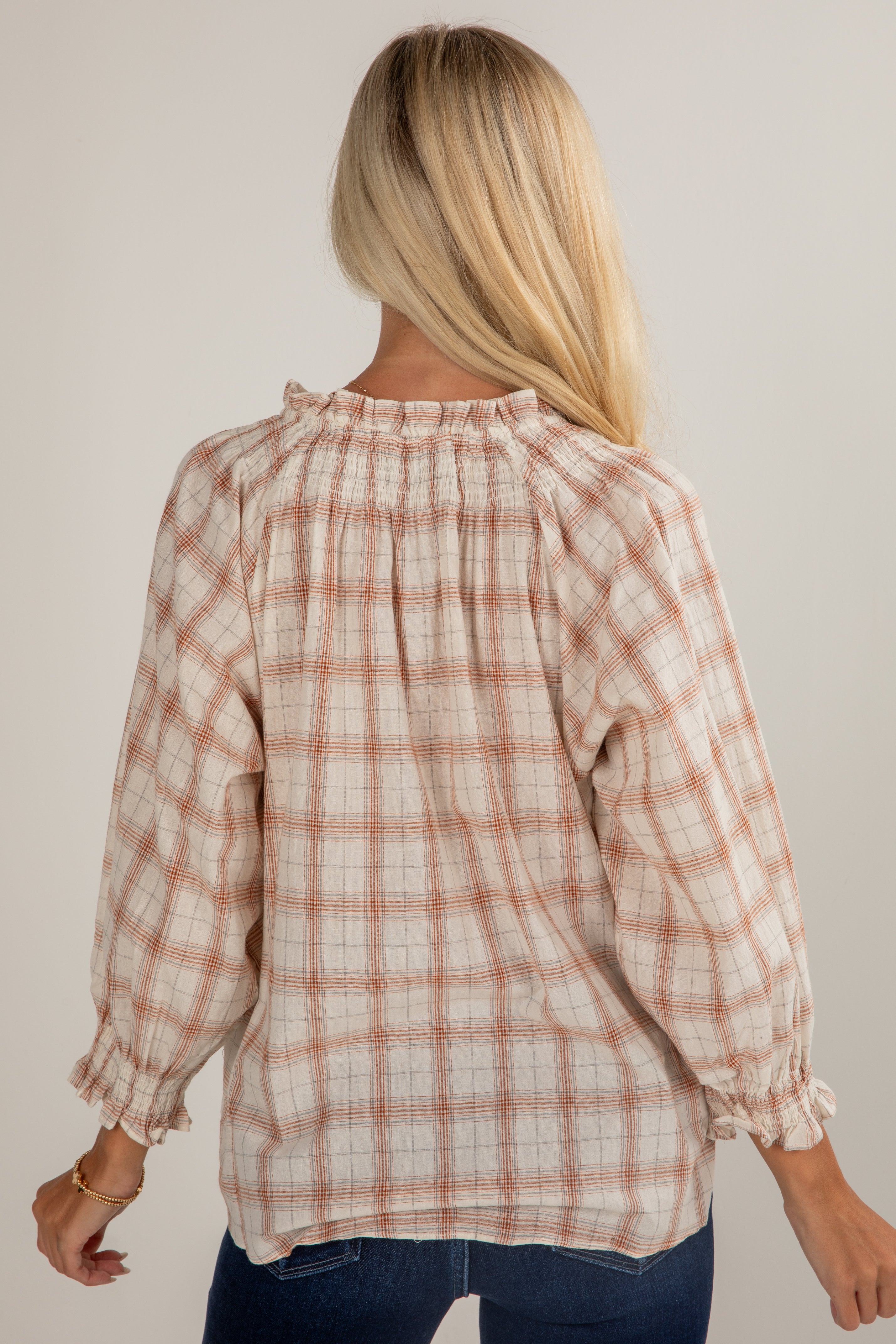 FINAL SALE - After Hours Cream Plaid Blouse