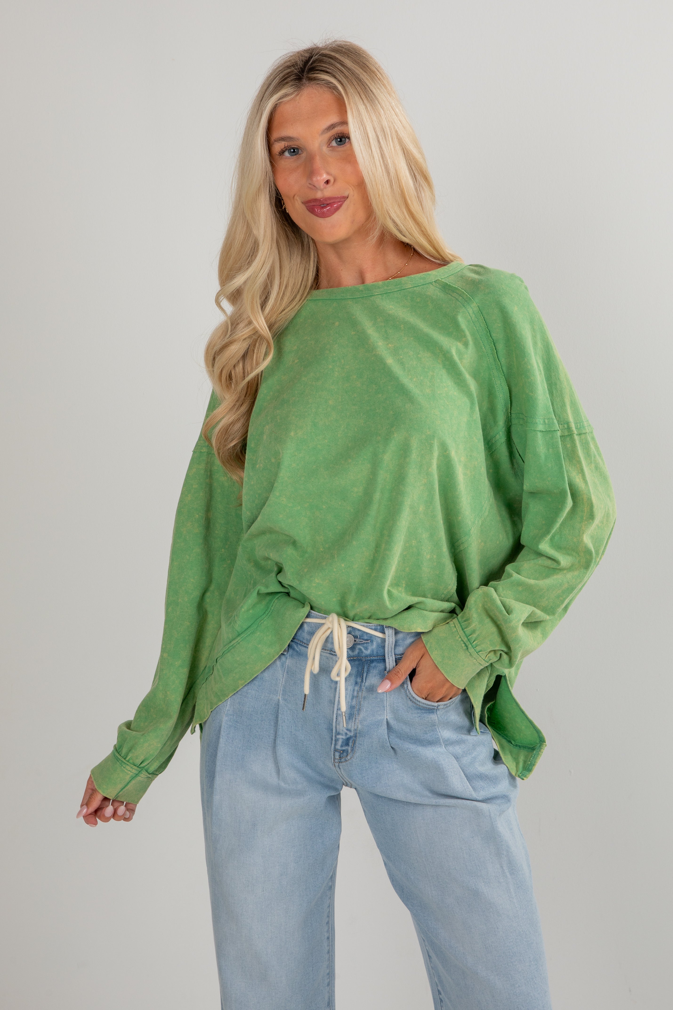 FINAL SALE - Best Start To The Day Kelly Green Top