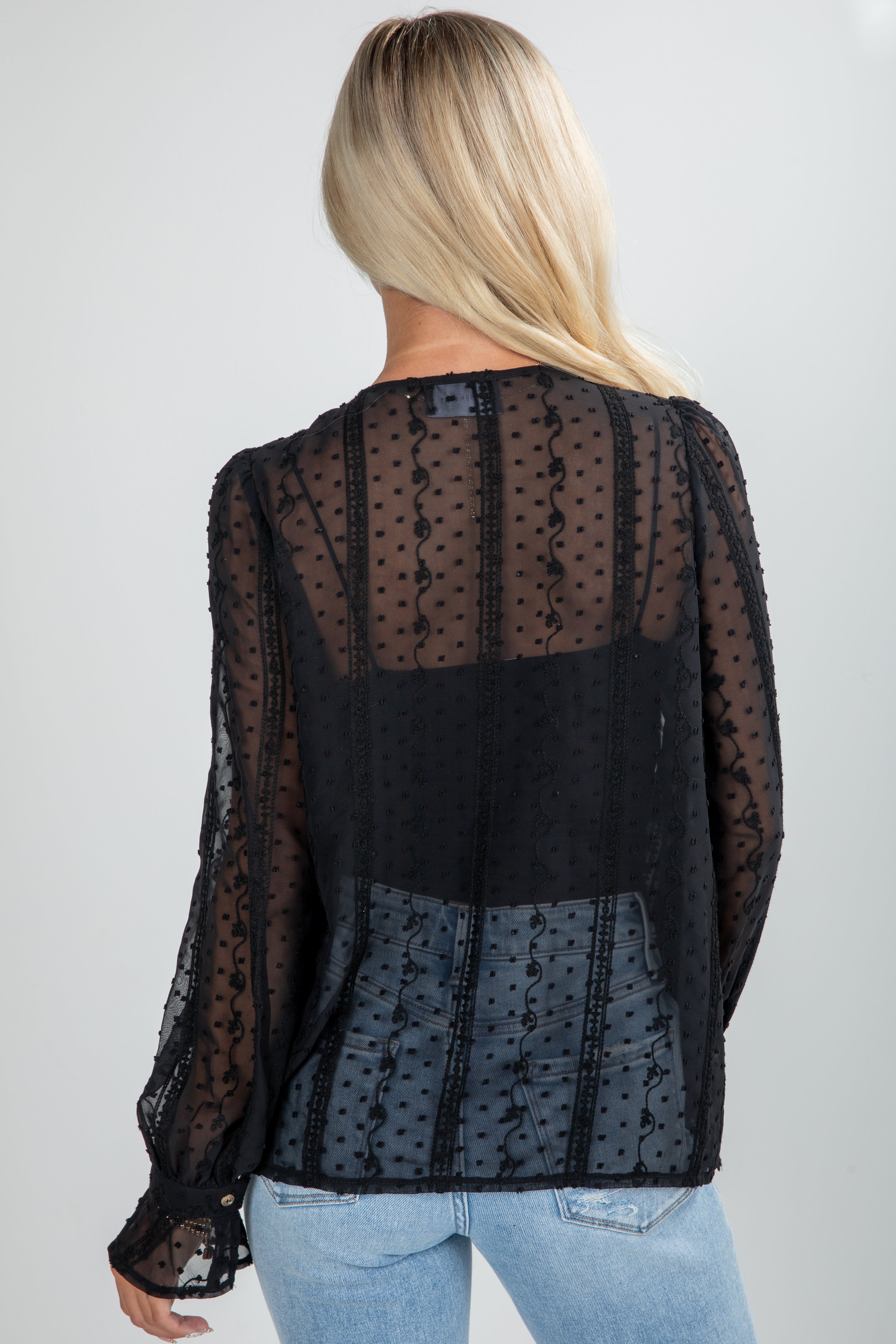 FINAL SALE - Been There Black Swiss Dot Blouse