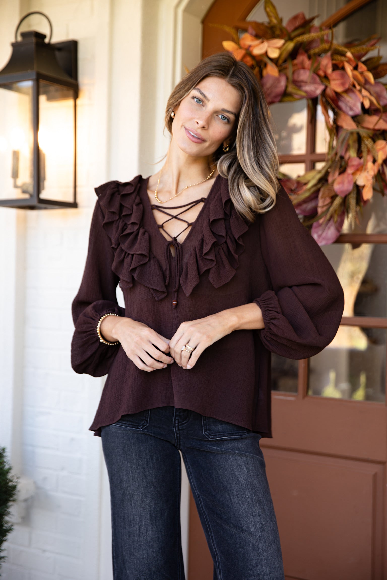 FINAL SALE - Jump At The Chance Brown Blouse