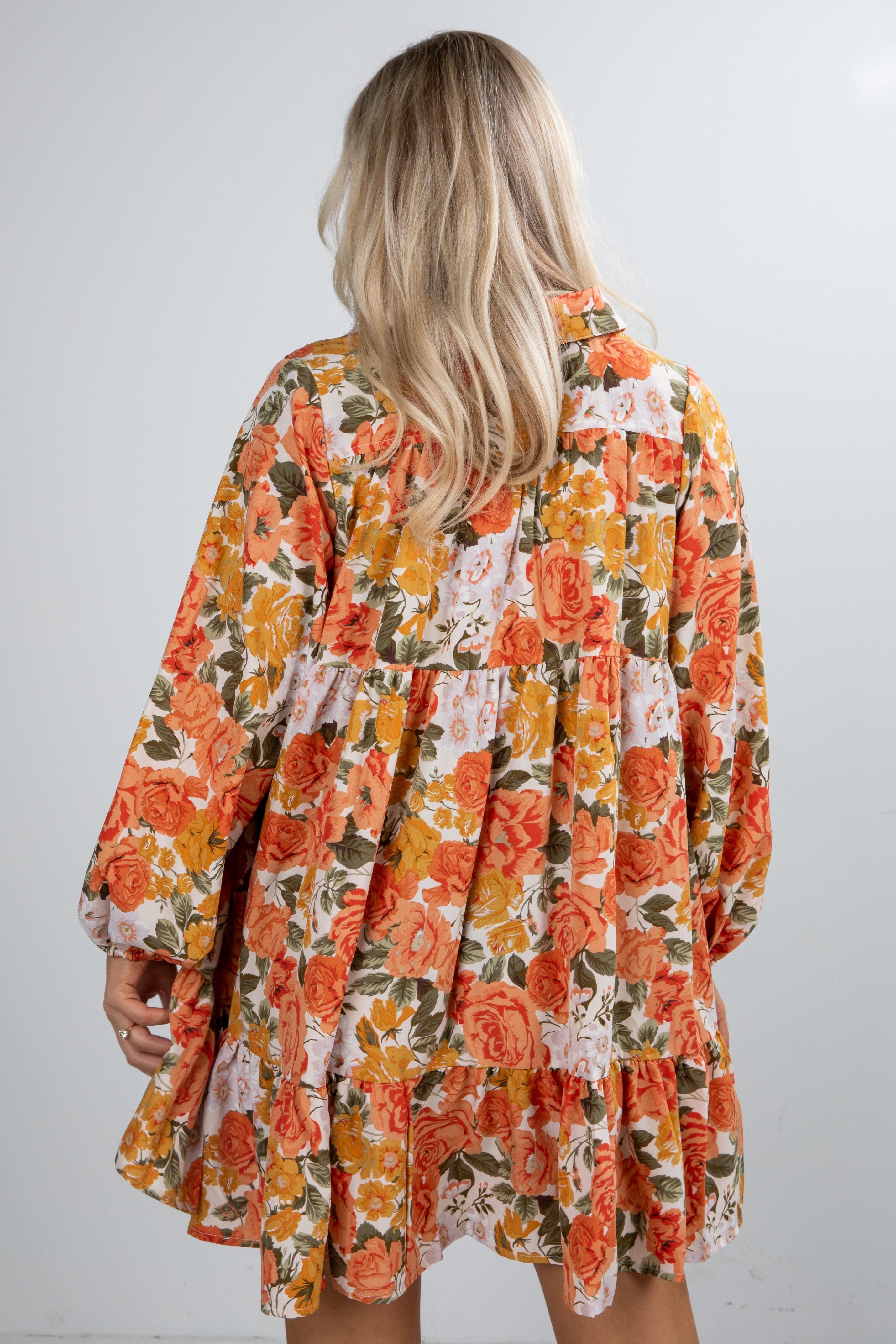 FINAL SALE - Out Of The Garden Orange Floral Mini Dress