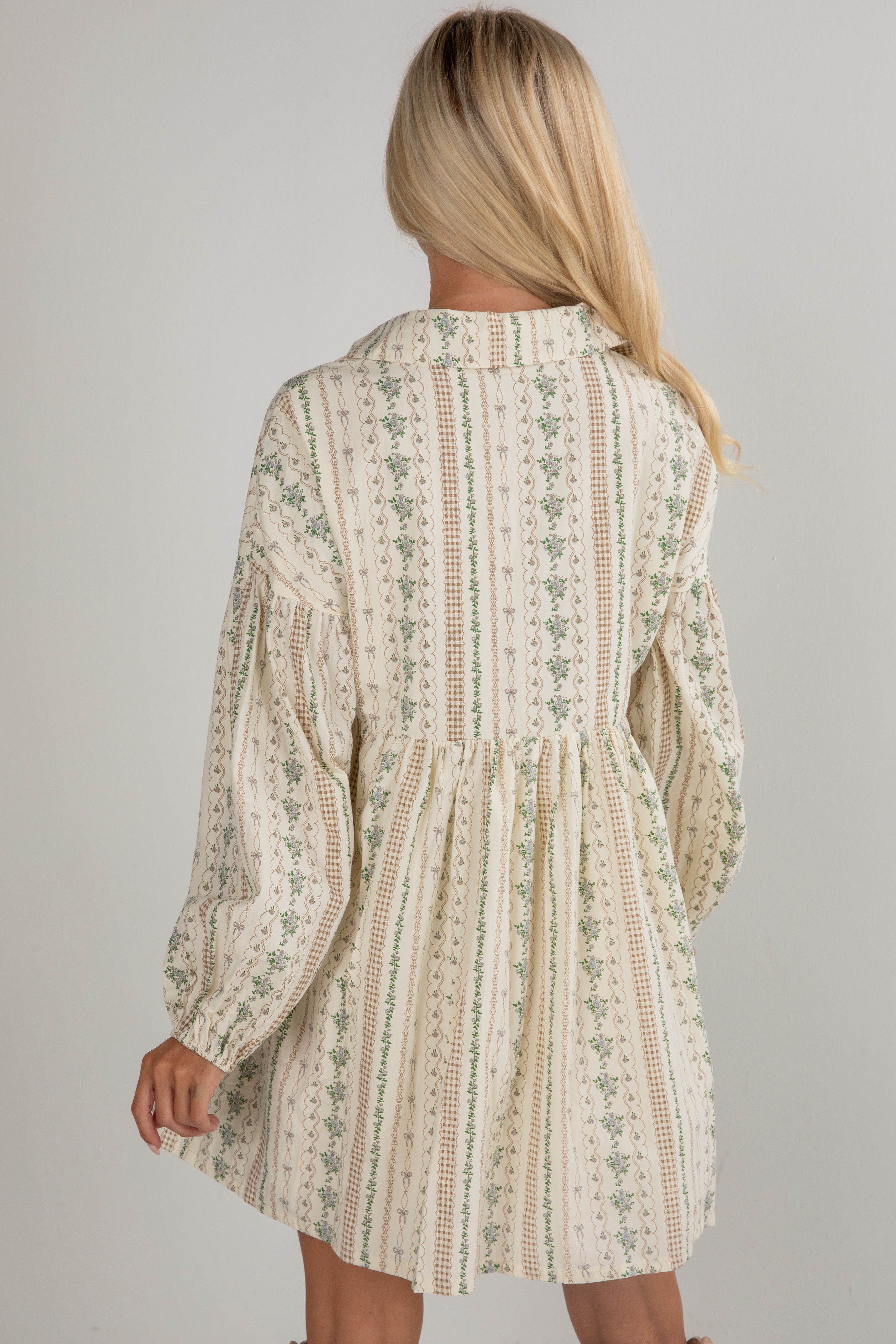 FINAL SALE - Right In Front Of You Cream Floral Babydoll Mini Dress